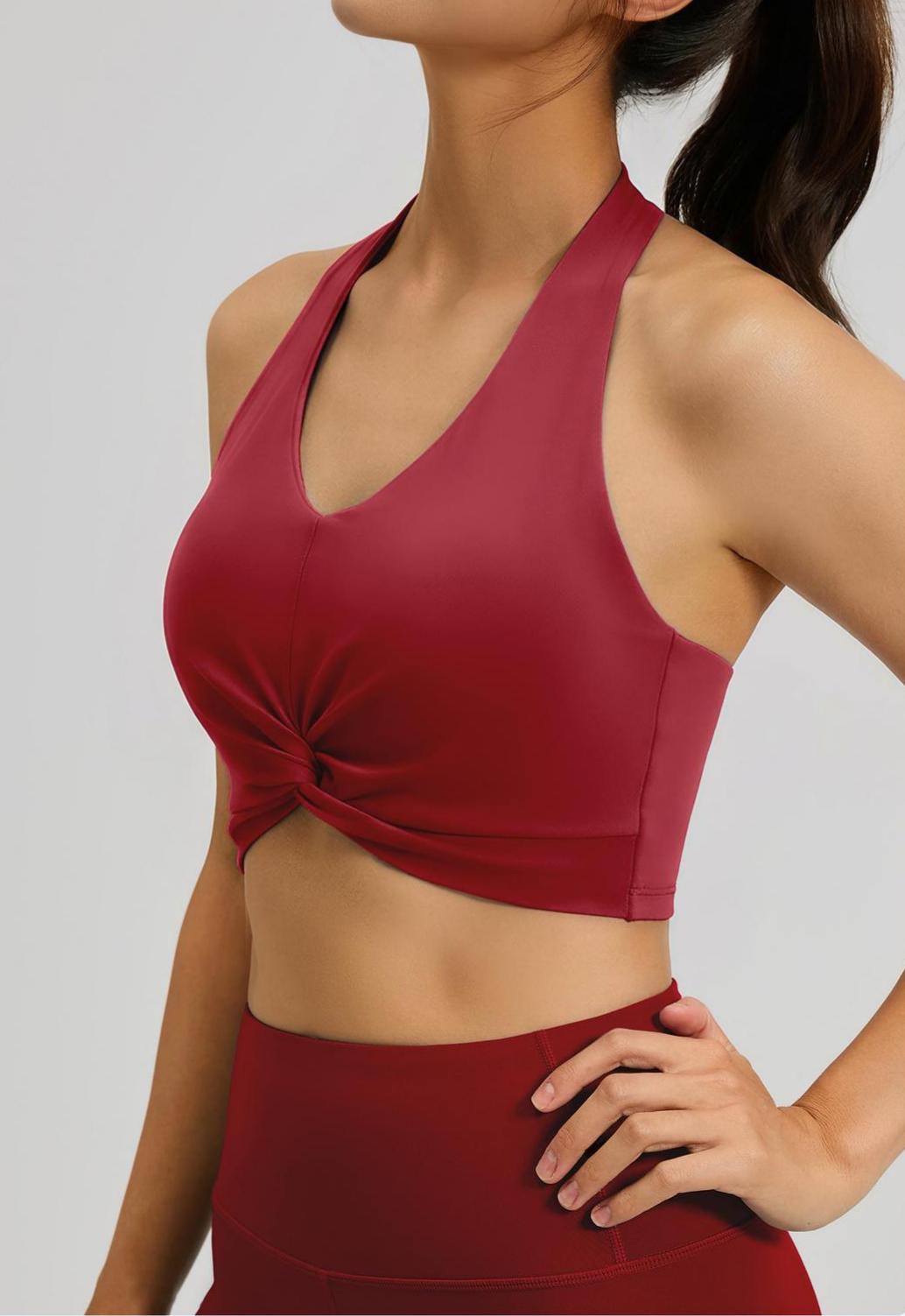 Lila ZenHaltered Satin-Back Sports Bra
