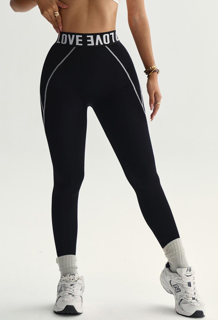 Lila Zen Seamless Letter Print High-Waisted Hip-Lifting Yoga Pants