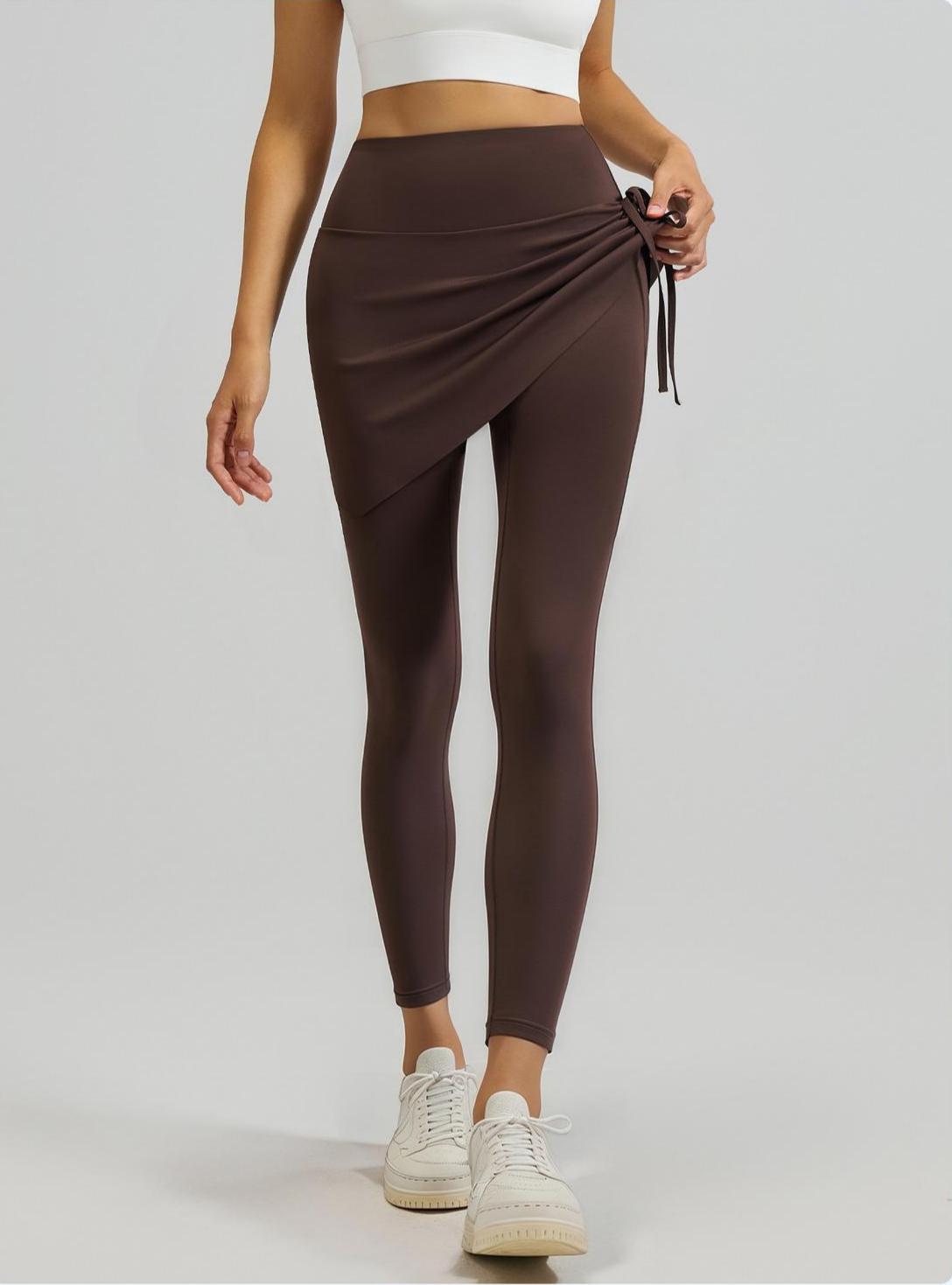 Lila Zen Women's Irregular Drawstring Pleated Yoga Skirt Pants