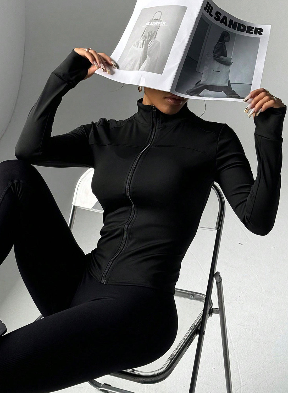 Lila Zen High-End Slim Fit Stand Collar Zipper Solid Color Yoga Sports Jacket
