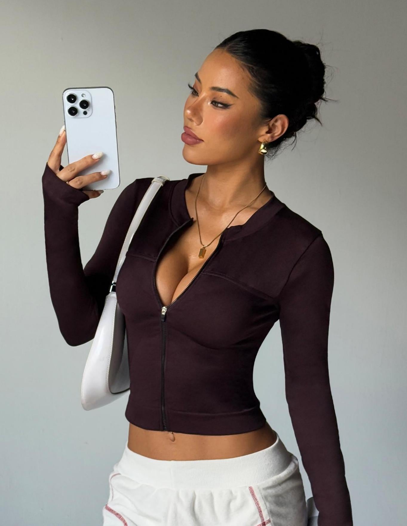 Lila Zen Women's Long-Sleeved Zipper Seamless Slim Fit Cropped Yoga Jacket