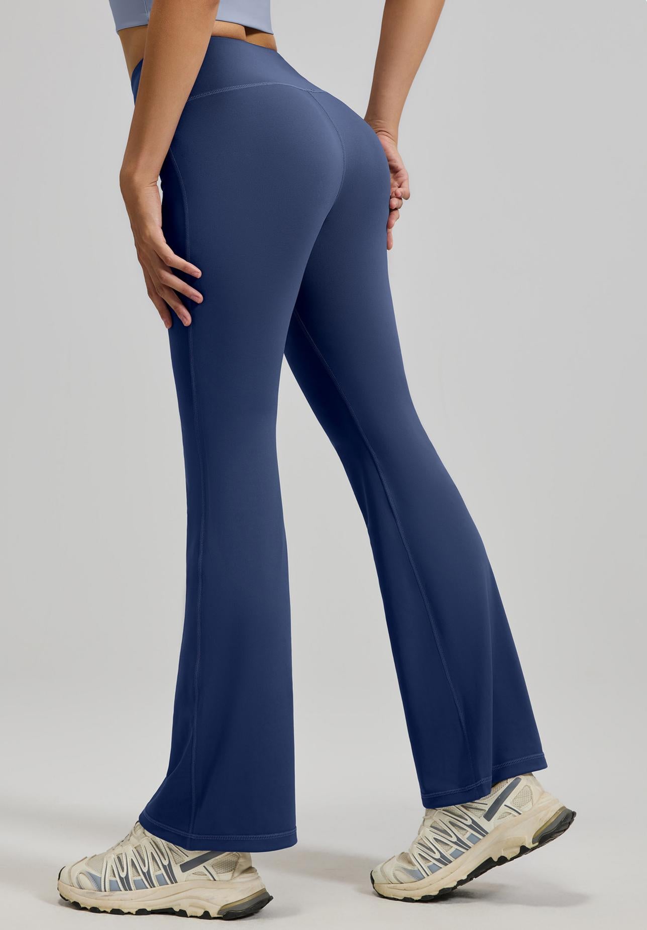 Lila Zen Women's High-Waisted Hip-Lifting Yoga Exercise Flare Pants
