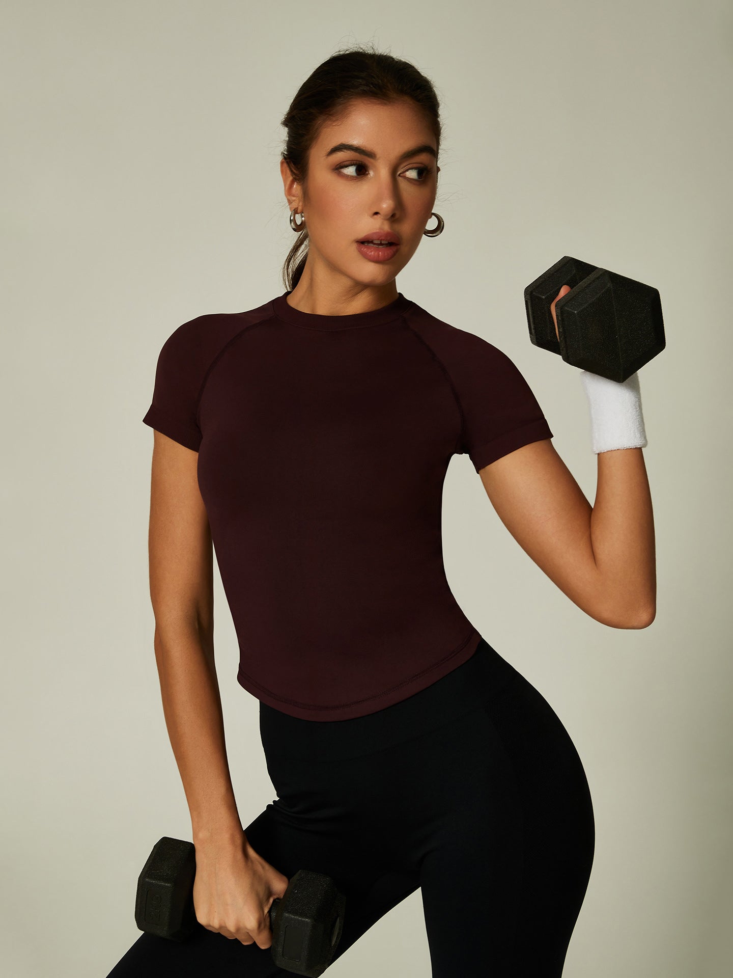Lila Zen T Lila Zen High Elastic Moisture-Wicking Fit Seamless Waist-Slimming Short-Sleeve Fitness Sports T-Shirt