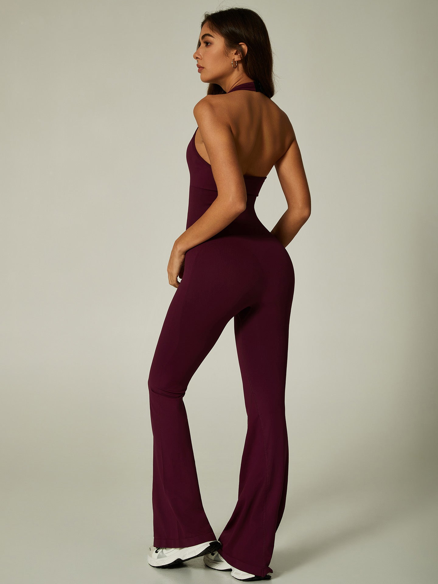 Lila Zen Sexy Halter-Neck Backless Flare Pants Yoga Fitness Sports Bodysuit