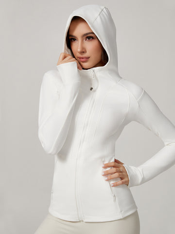 Lila Zen Zipper Hooded Fitness Yoga Jacket Top