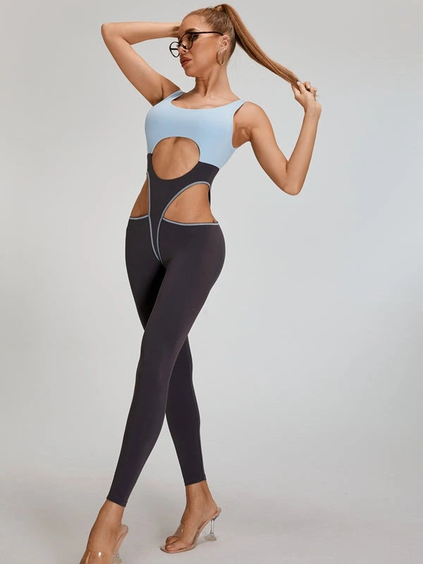 Contrast Color Unique Cutout Jumpsuit