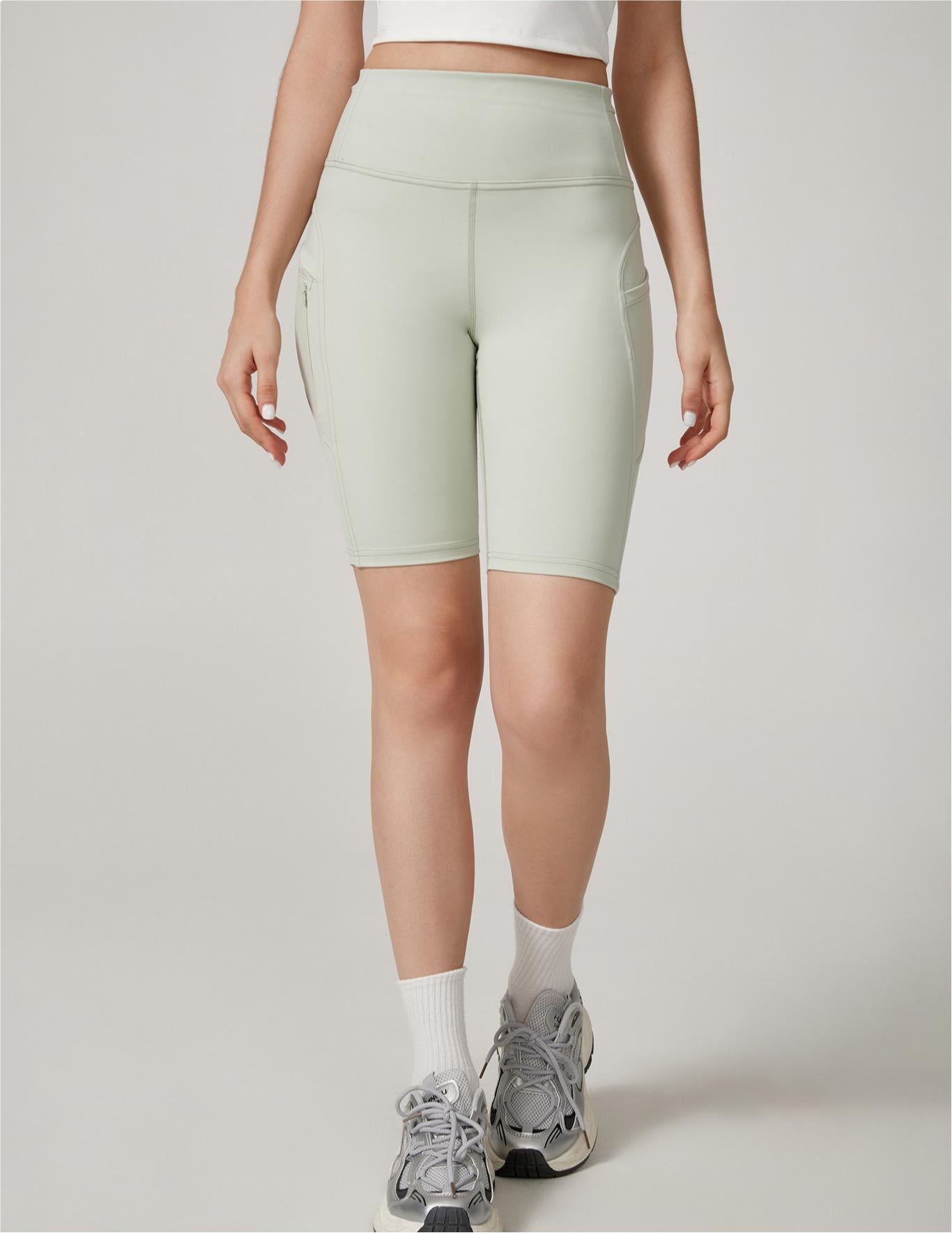 Lila Zen High-Waisted Hip-Lifting Side Pocket Cycling Fit Shorts (5/8" Yoga Pants)