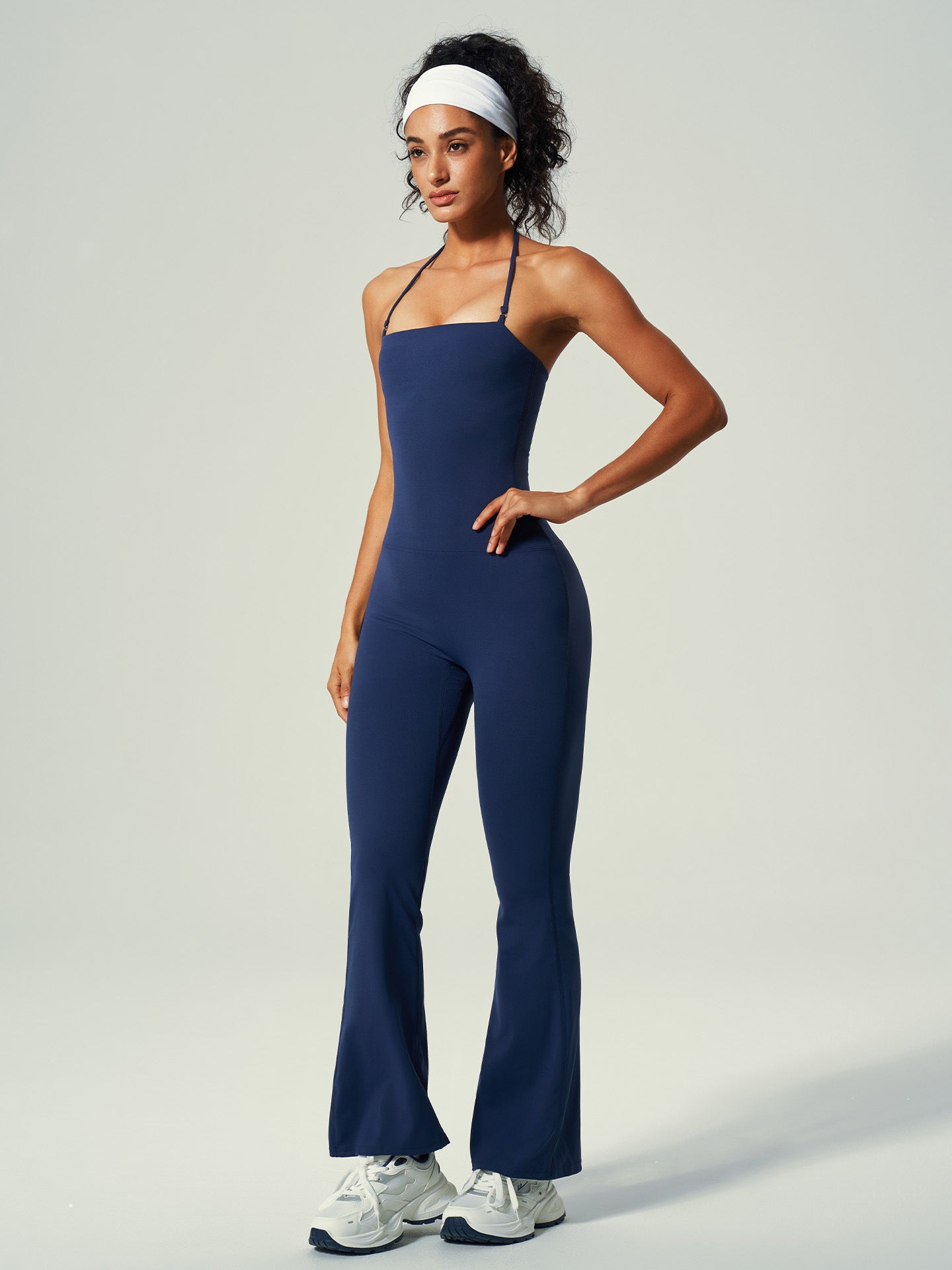 Lila Zen Halter-Neck Seamless Waist-Slimming Hip-Lifting Slightly Flared Yoga Jumpsuit