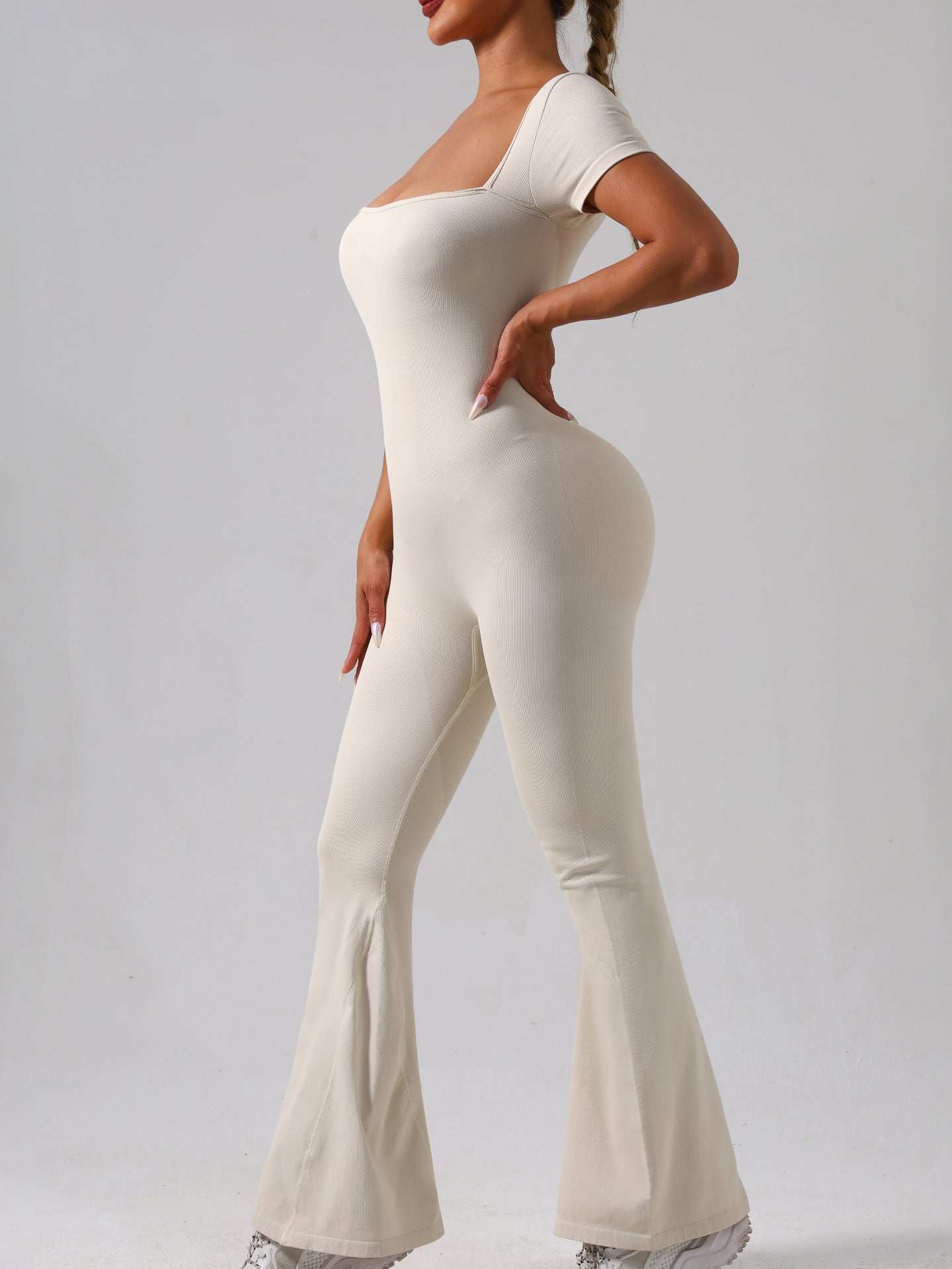 Lila Zen Women's Quick-Drying Slimming Tummy Control Slightly Flared Yoga Bodysuit Yoga Suit