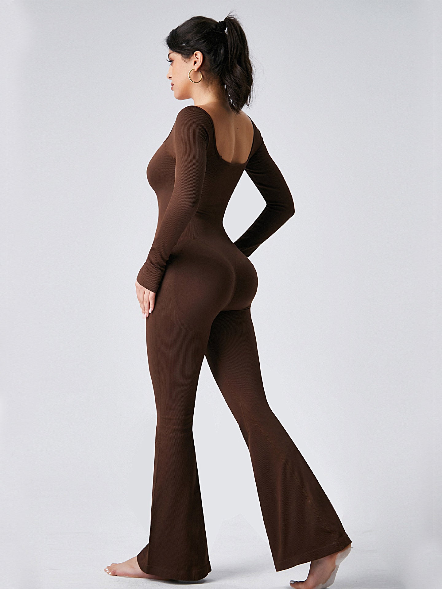 Lila Zen U Lila Zen U-Neck Tummy Control & Butt Lifting Shaping Fitness & Yoga One-Piece Flared Jumpsuit