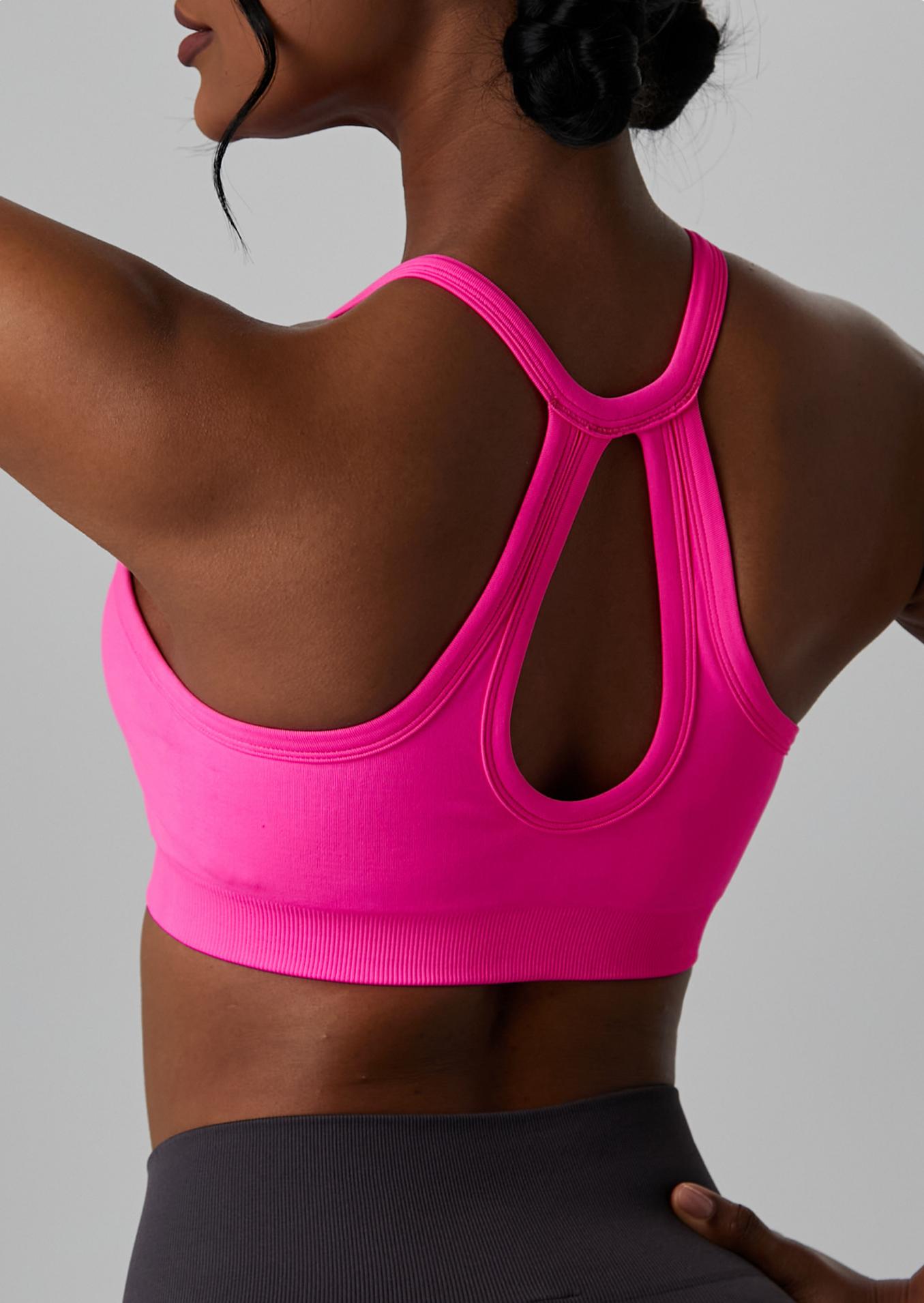 Lila Zen V Lila Zen Deep V Button-Down Backless Yoga Sports Bra