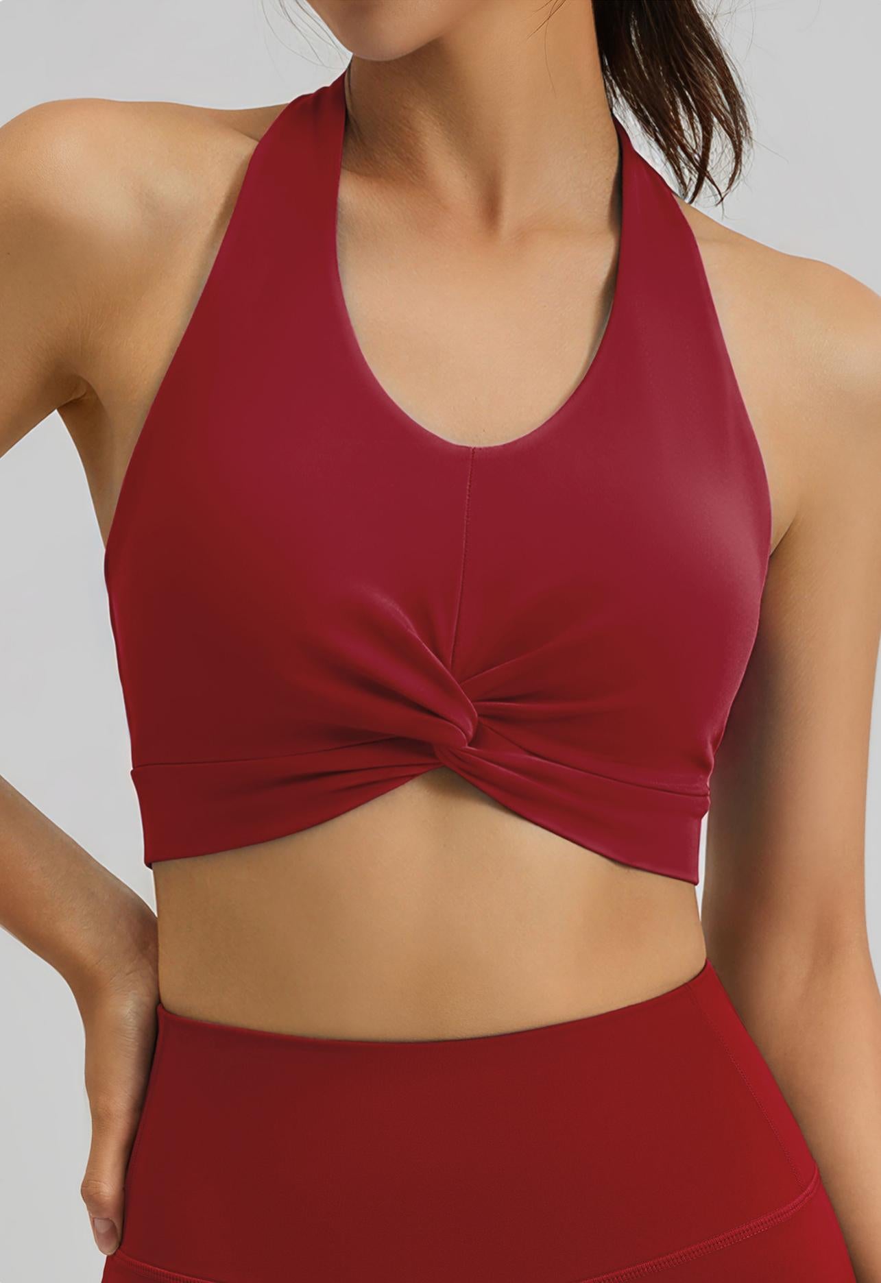 Lila ZenHaltered Satin-Back Sports Bra