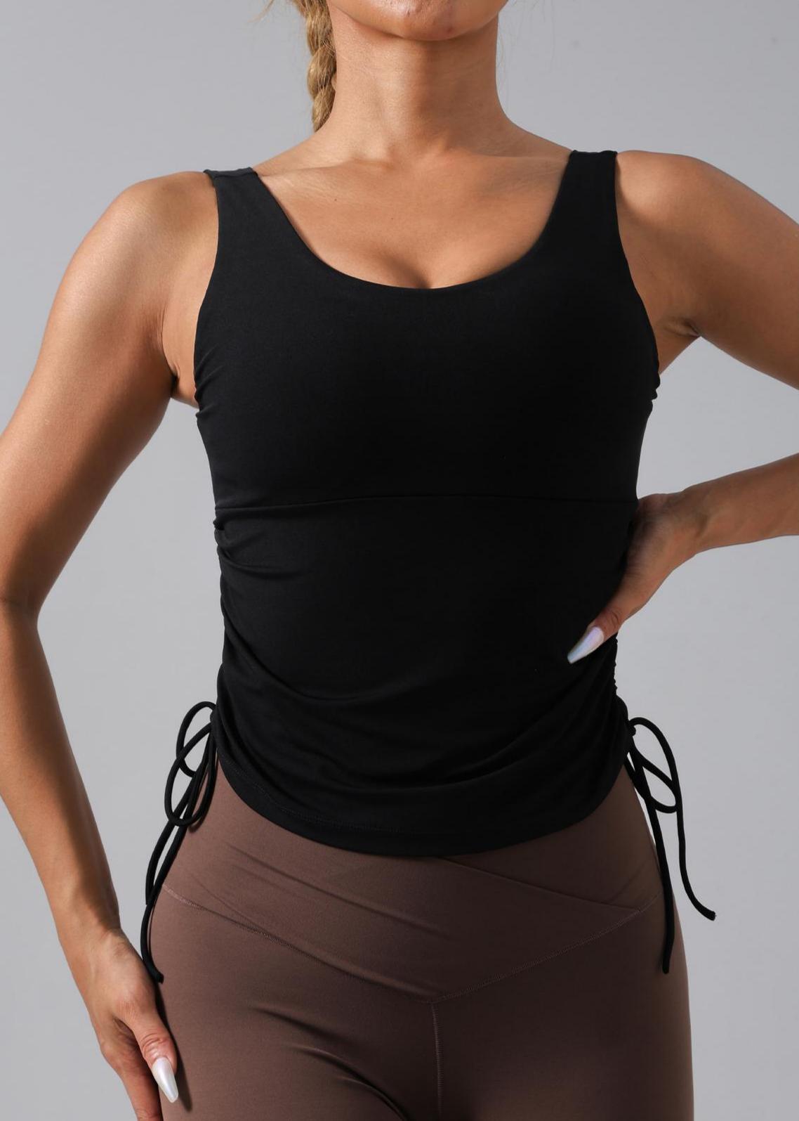 Lila Zen Women's Yoga Vest with Side Drawstring and Padded Chest