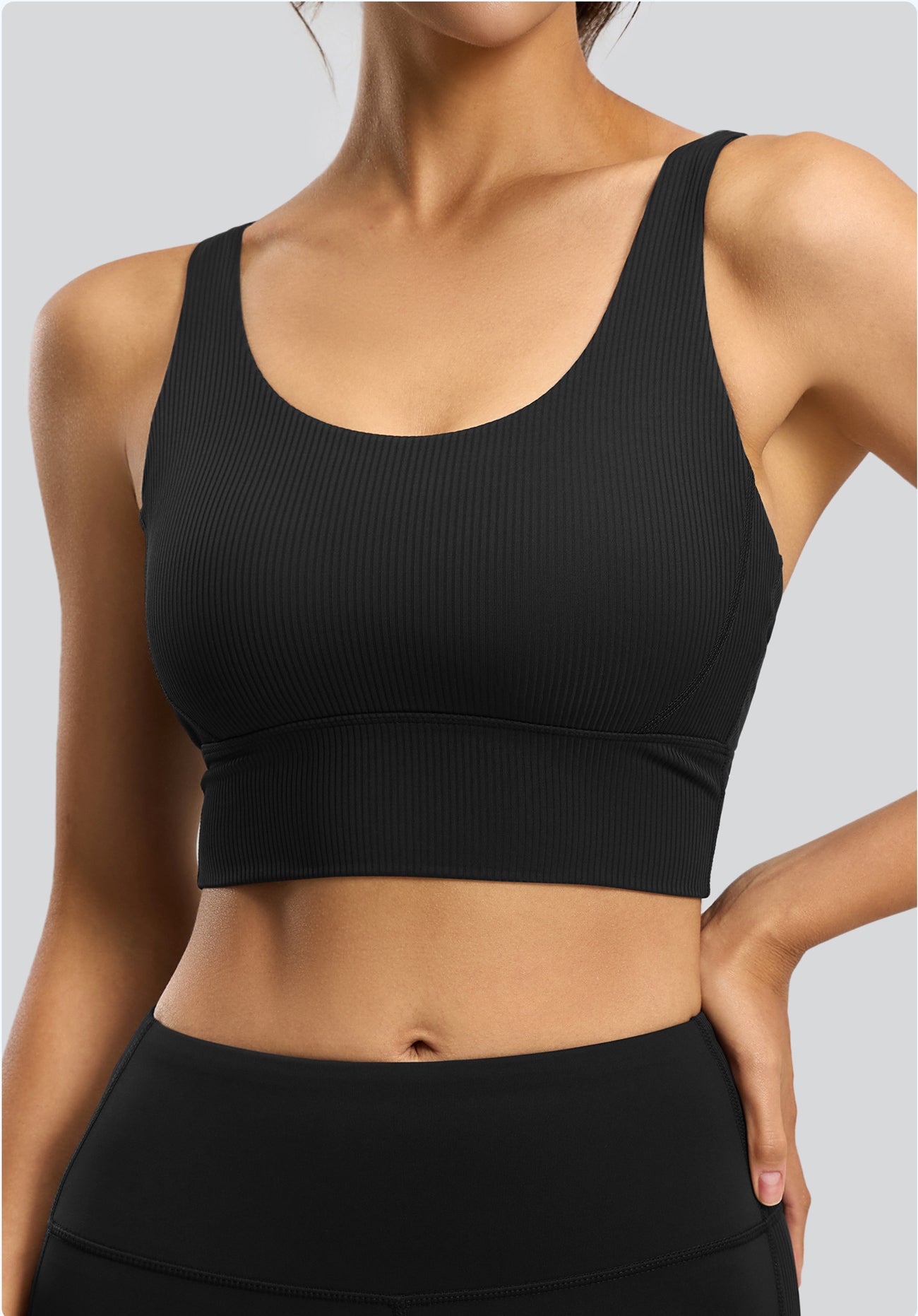 Lila Zen Striped Shock-Proof Double-Strap Thin Shoulder Straps Crossback Yoga Bra