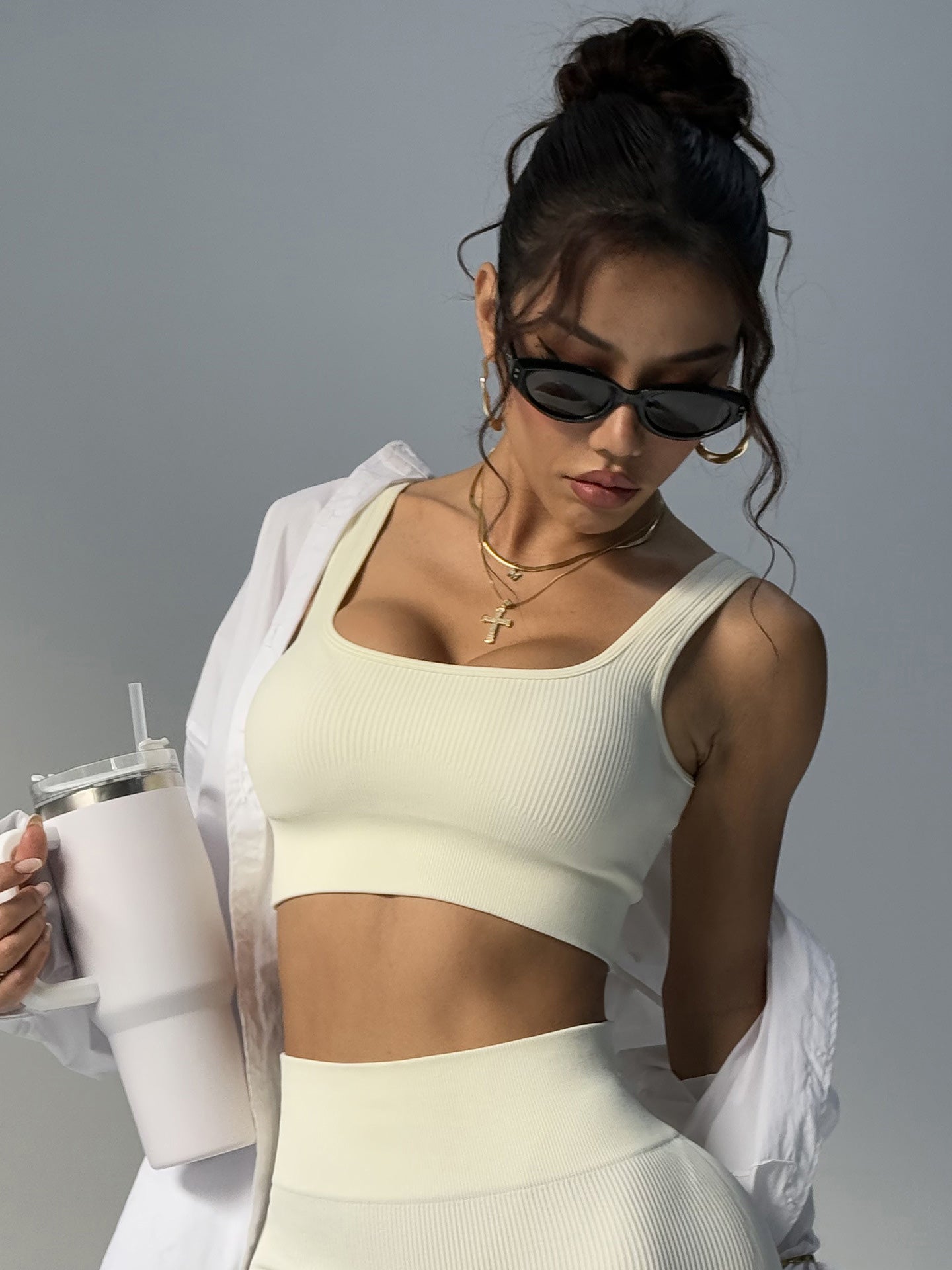 Lila Zen High-Strength Shock-Absorbing Ribbed Fitness Yoga Bra