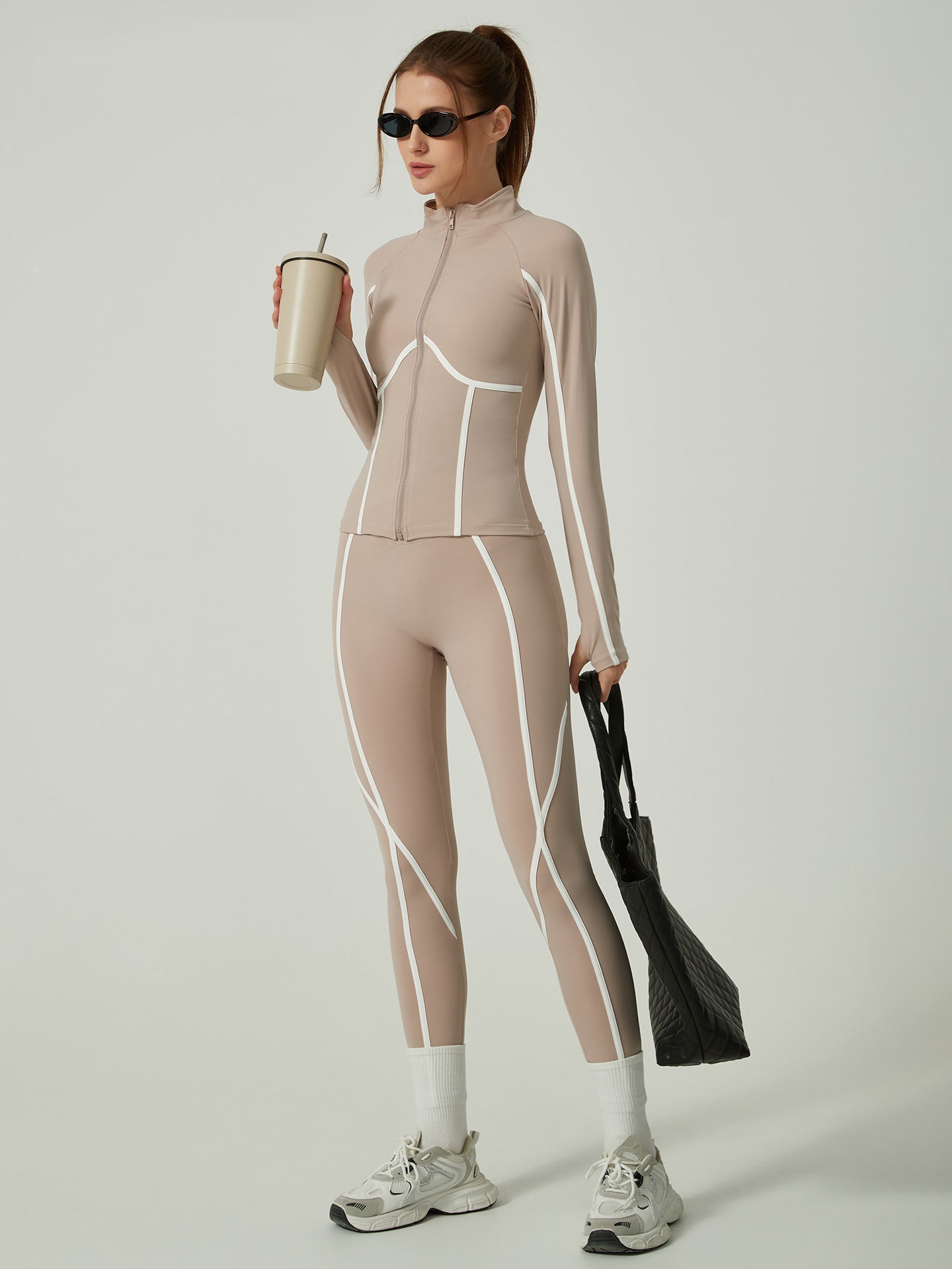 Lila Zen Casual Sporty Color-Blocked High-End Jacket Long-Sleeve Pants Yoga Suit