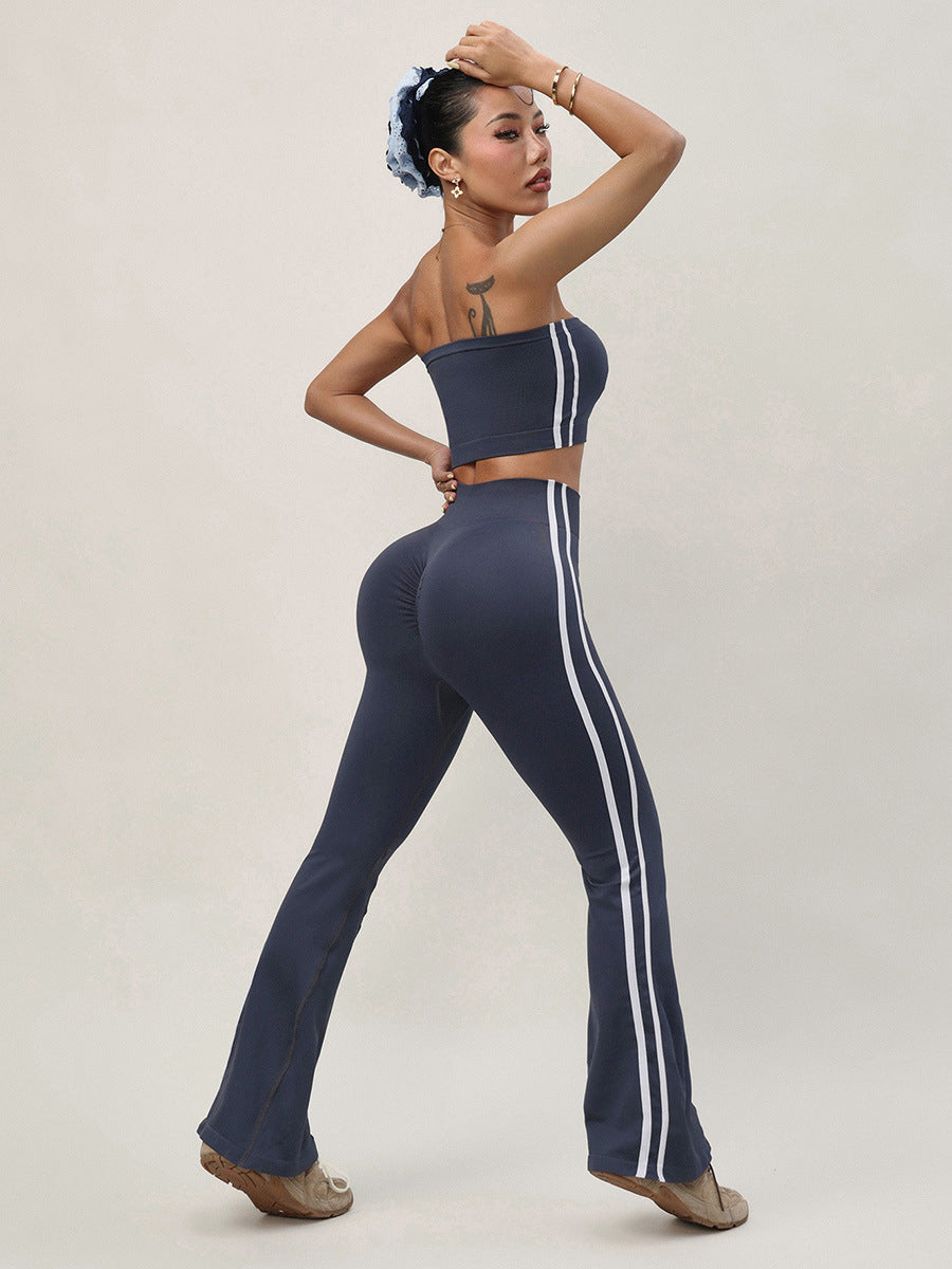 Lila Zen New Strapless Quick-Drying Seamless Yoga Flared Pants Sports Suit