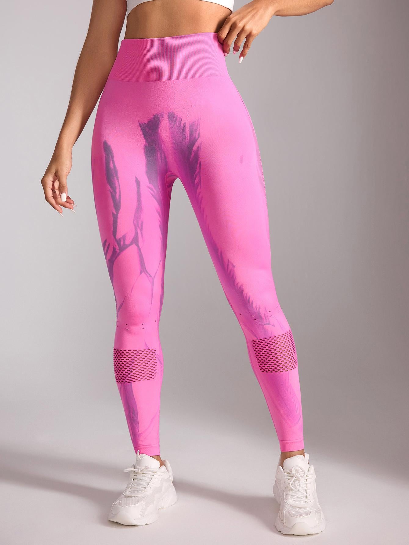 Lila Zen Seamless Tie-Dye Breathable Mesh Butt-Lifting Quick-Drying Fitness Yoga Pants