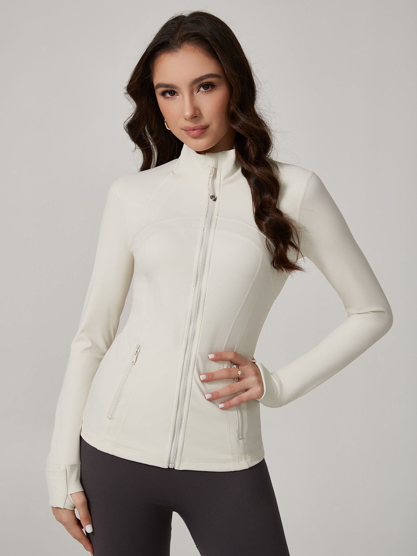Lila Zen Stand Collar Slim Fit Cardigan Sporty Casual Yoga Jacket