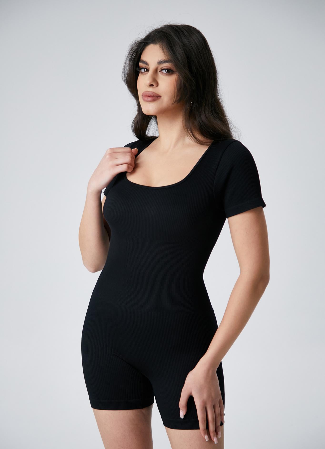 Lila Zen High-Elastic Seamless Naked Feel One-Piece Yoga Short-Sleeve Bodysuit