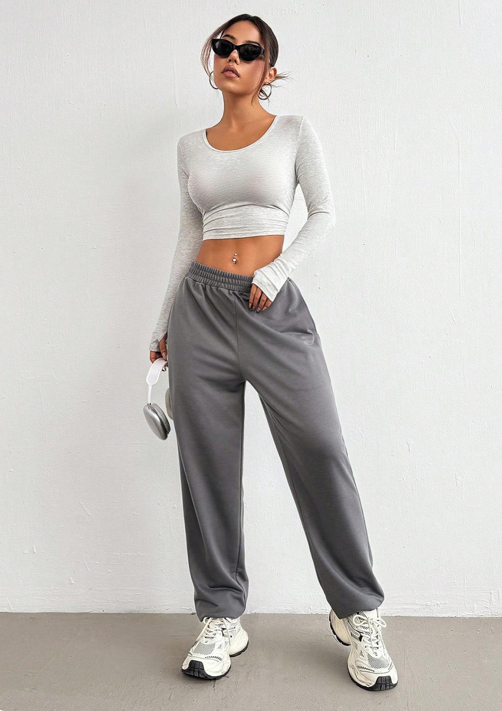 Lila Zen High-elasticity fitted top + loose-fitting casual pants set