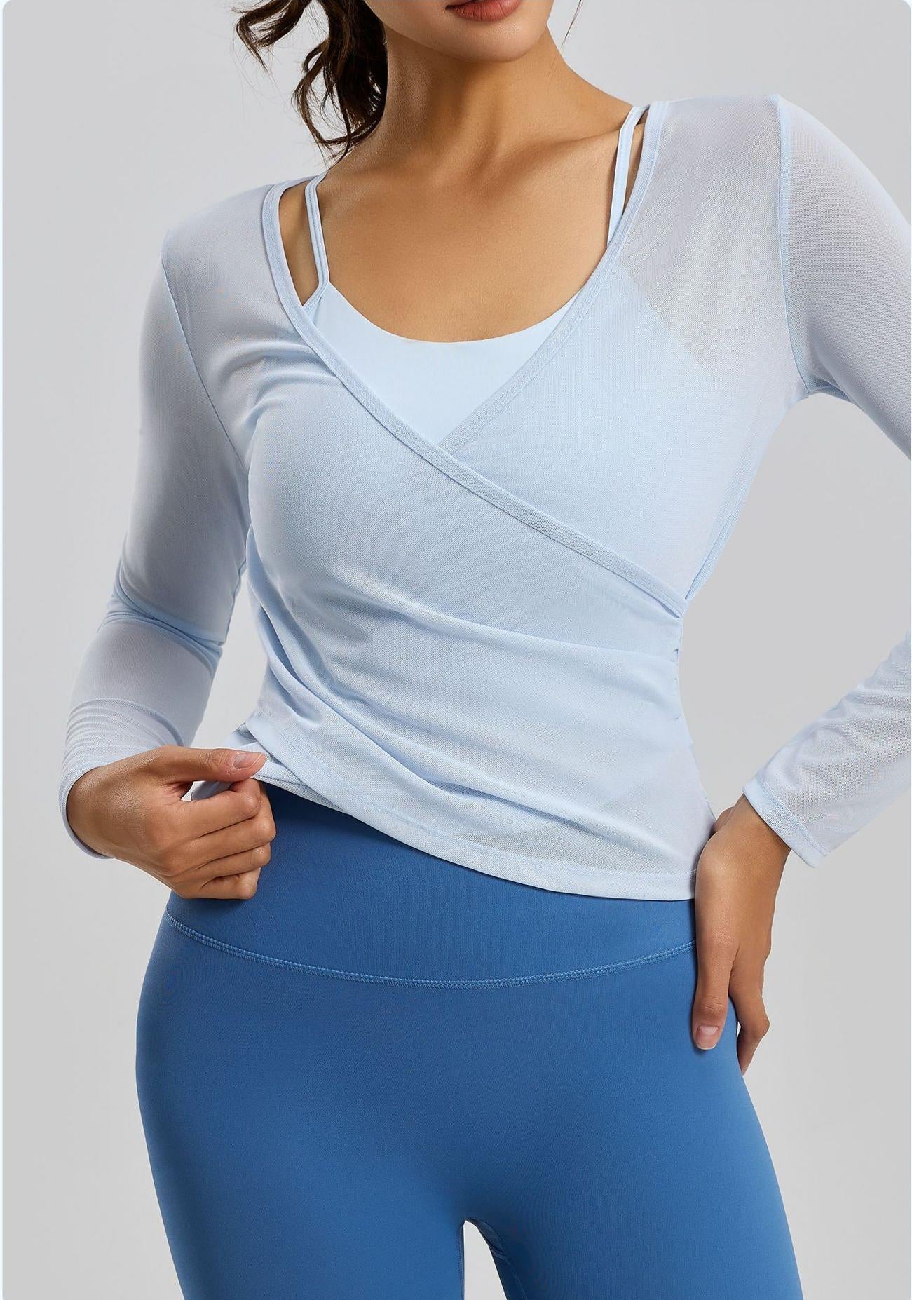 Lila Zen Women's Sheer Mesh Long-Sleeved Camisole Two-Piece Set