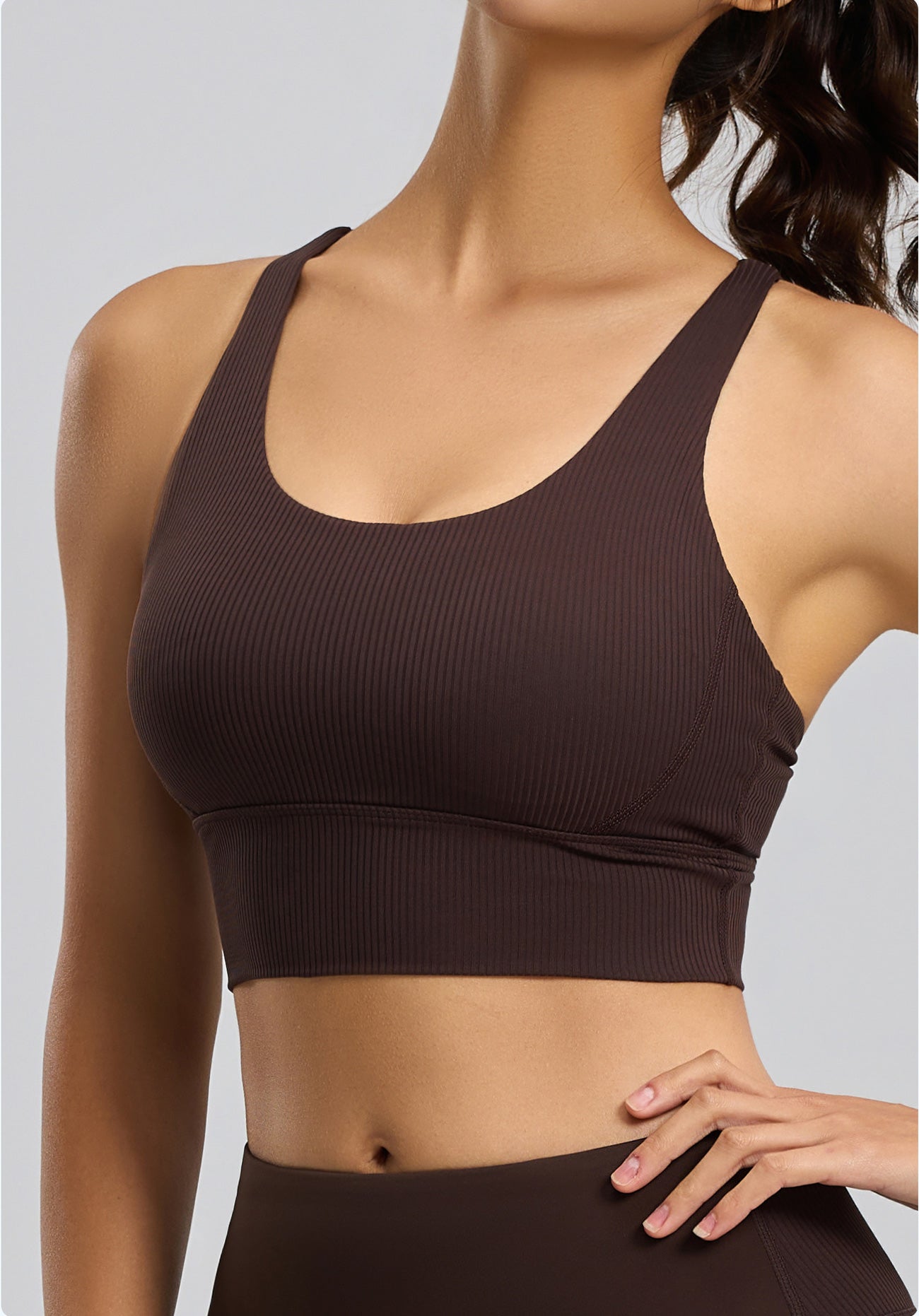 Lila Zen Striped Shock-Proof Double-Strap Thin Shoulder Straps Crossback Yoga Bra