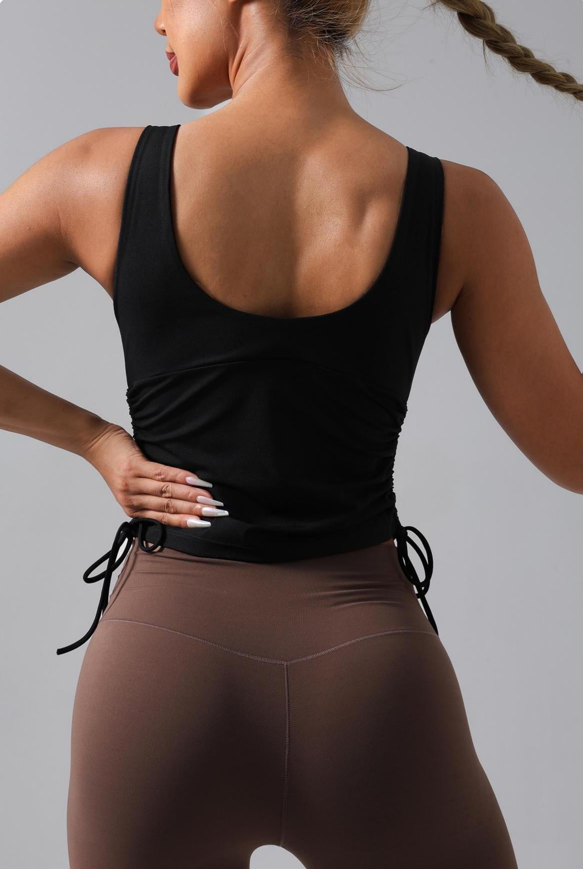 Lila Zen Women's Yoga Vest with Side Drawstring and Padded Chest