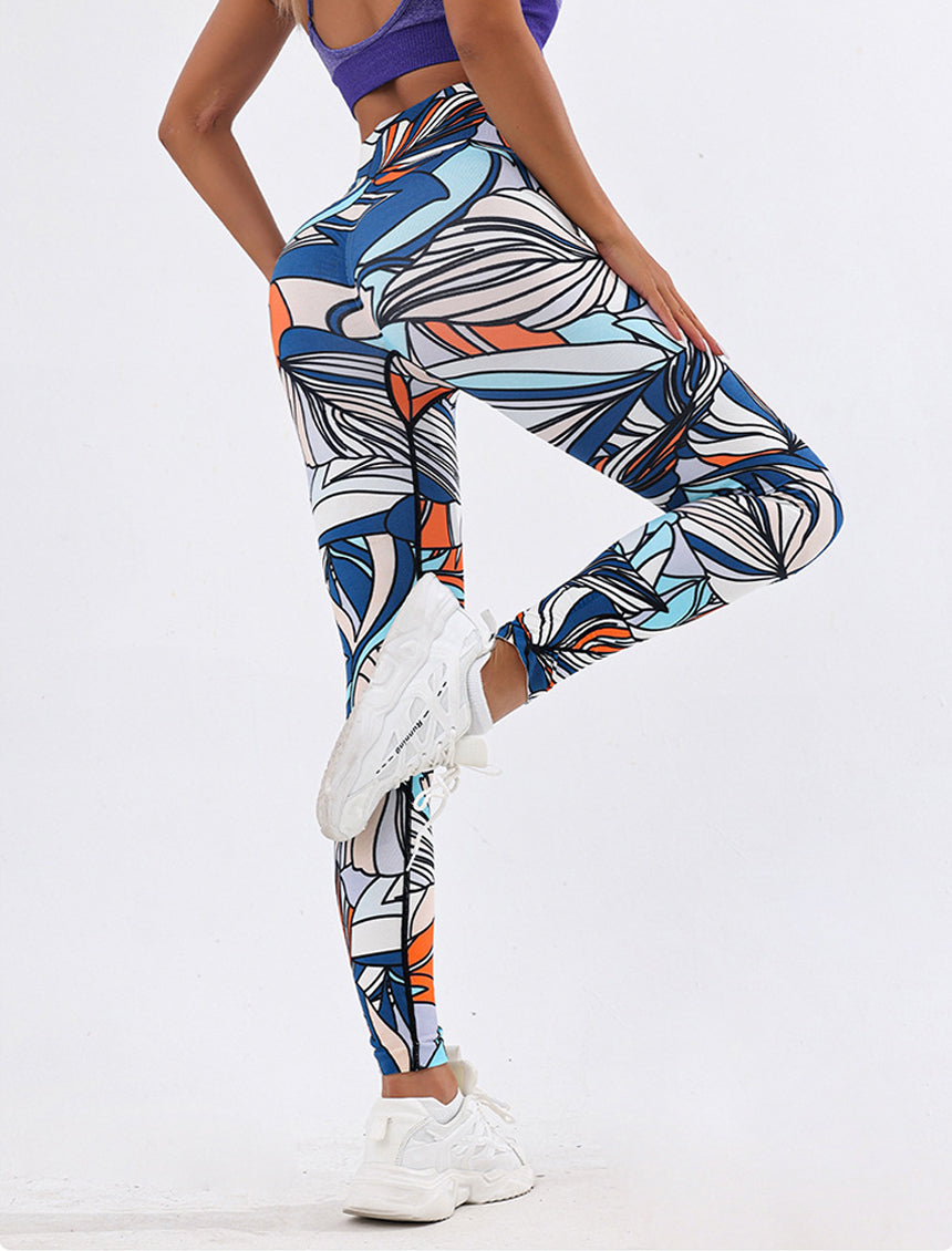 Lila Zen 3D Printed High-Waisted Slimming and Butt-Lifting Yoga Pants