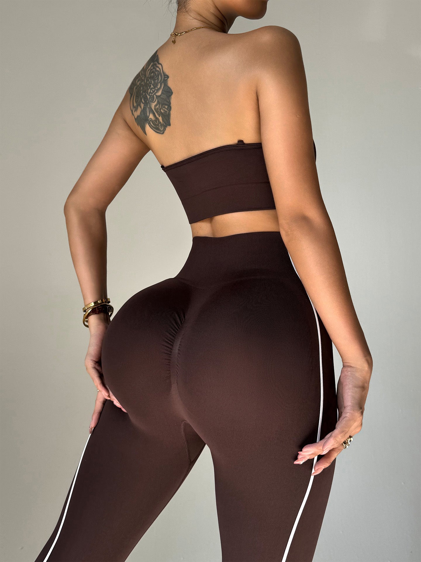 Lila Zen Color Block Strapless High-Waisted Shaping and Lifting Running/Yoga Set