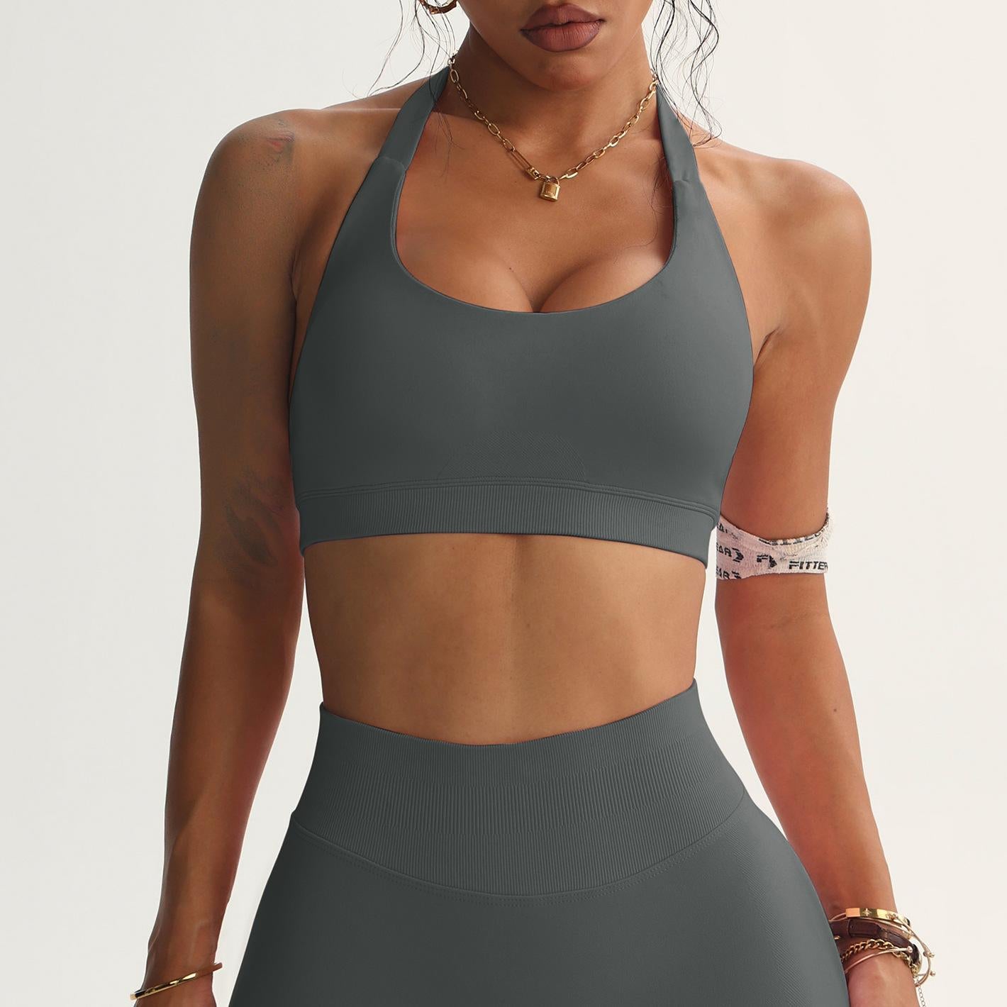 Lila Zen Seamless Halter Back Cropped Sports Bra