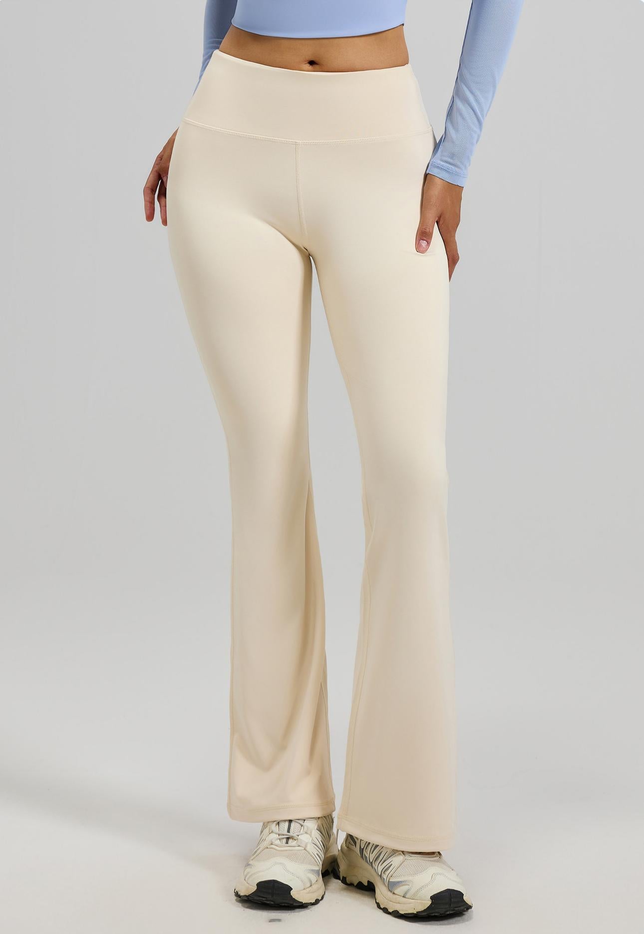 Lila Zen Women's High-Waisted Hip-Lifting Yoga Exercise Flare Pants