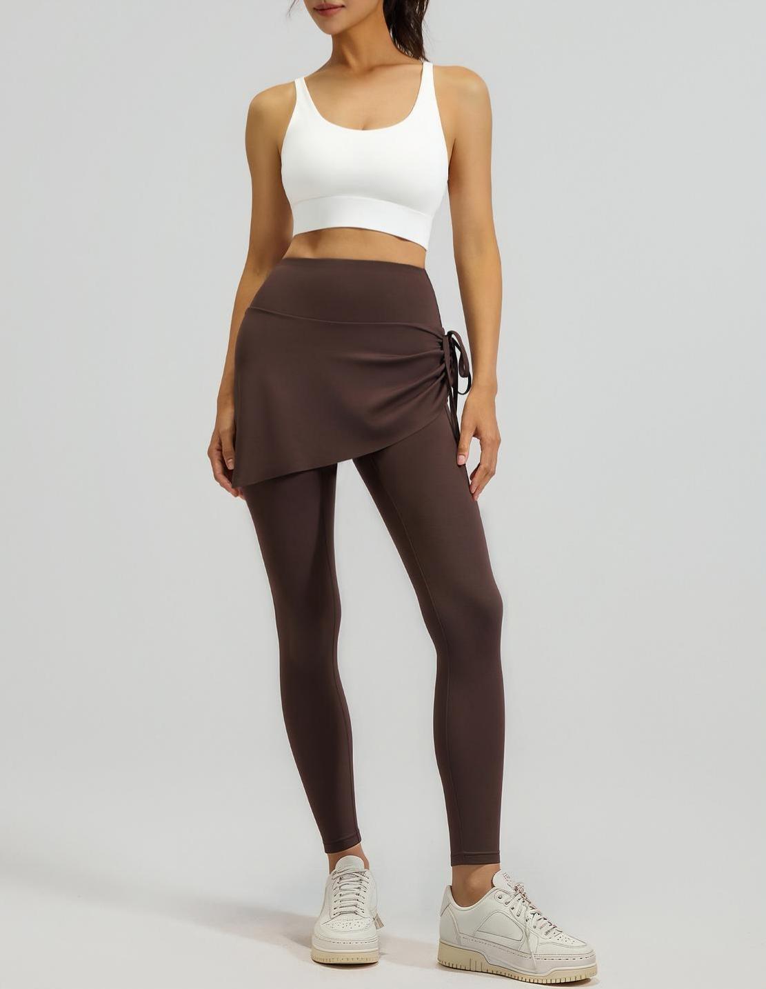 Lila Zen Women's Irregular Drawstring Pleated Yoga Skirt Pants