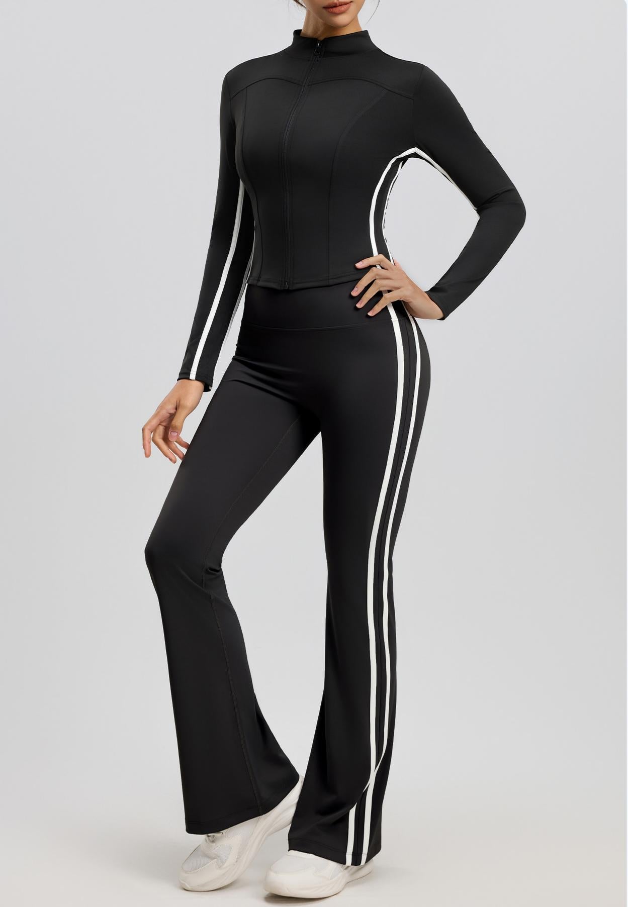 Lila Zen Nude Striped High-Waisted Hip-Lifting Yoga Fitness Set