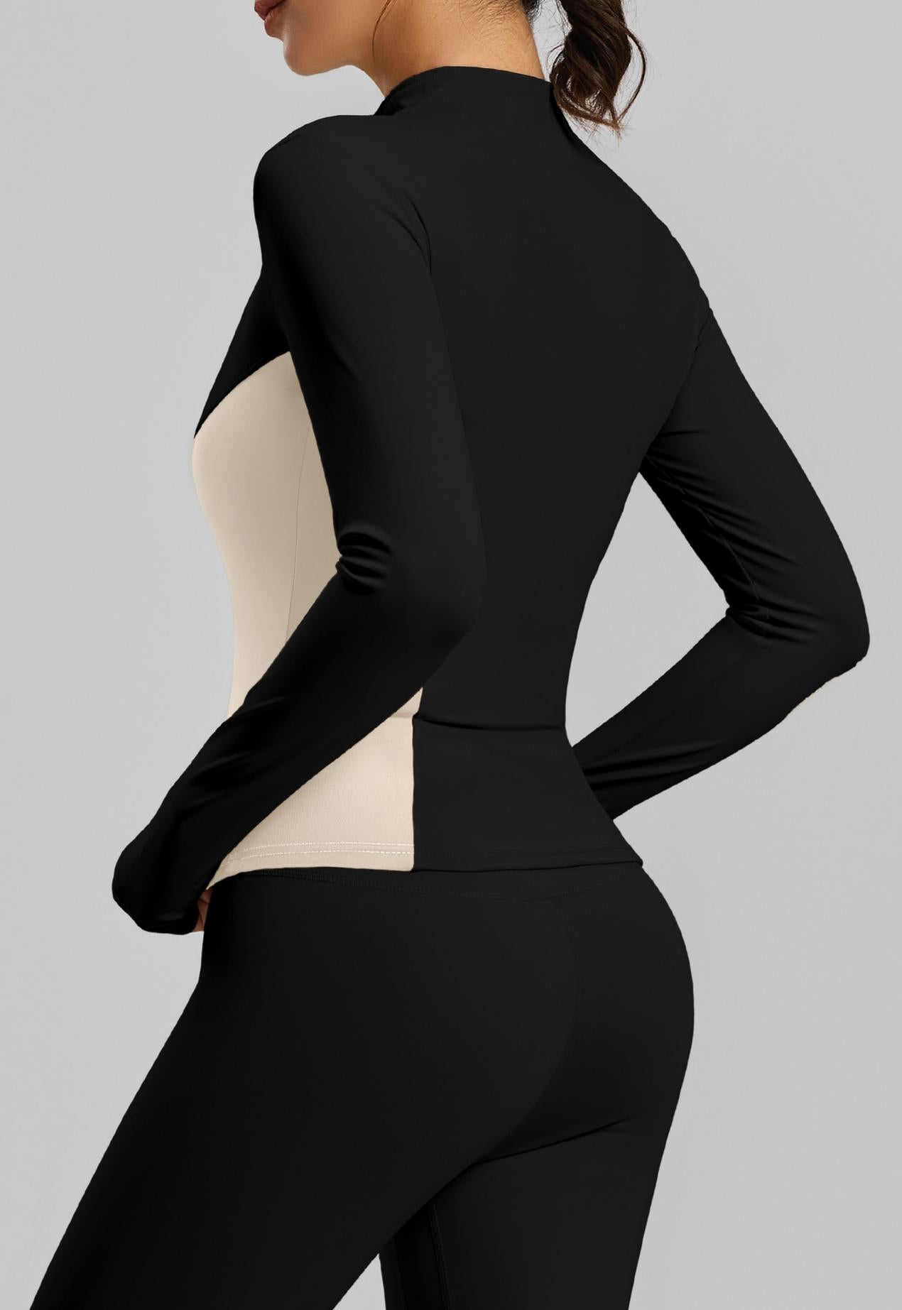 Lila Zen Color Block Slim Fit Yoga Jacket with 3D Zipper