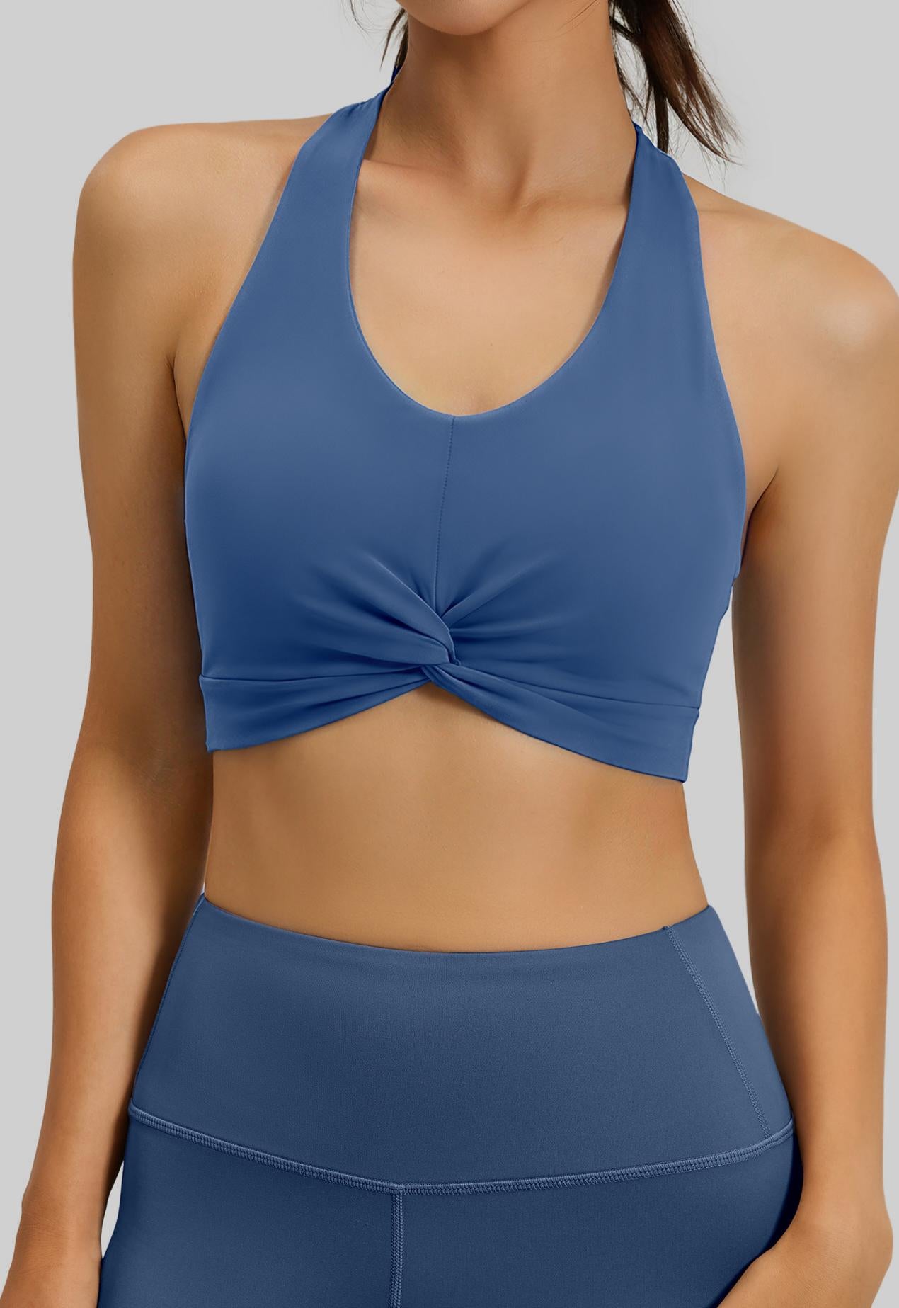 Lila ZenHaltered Satin-Back Sports Bra