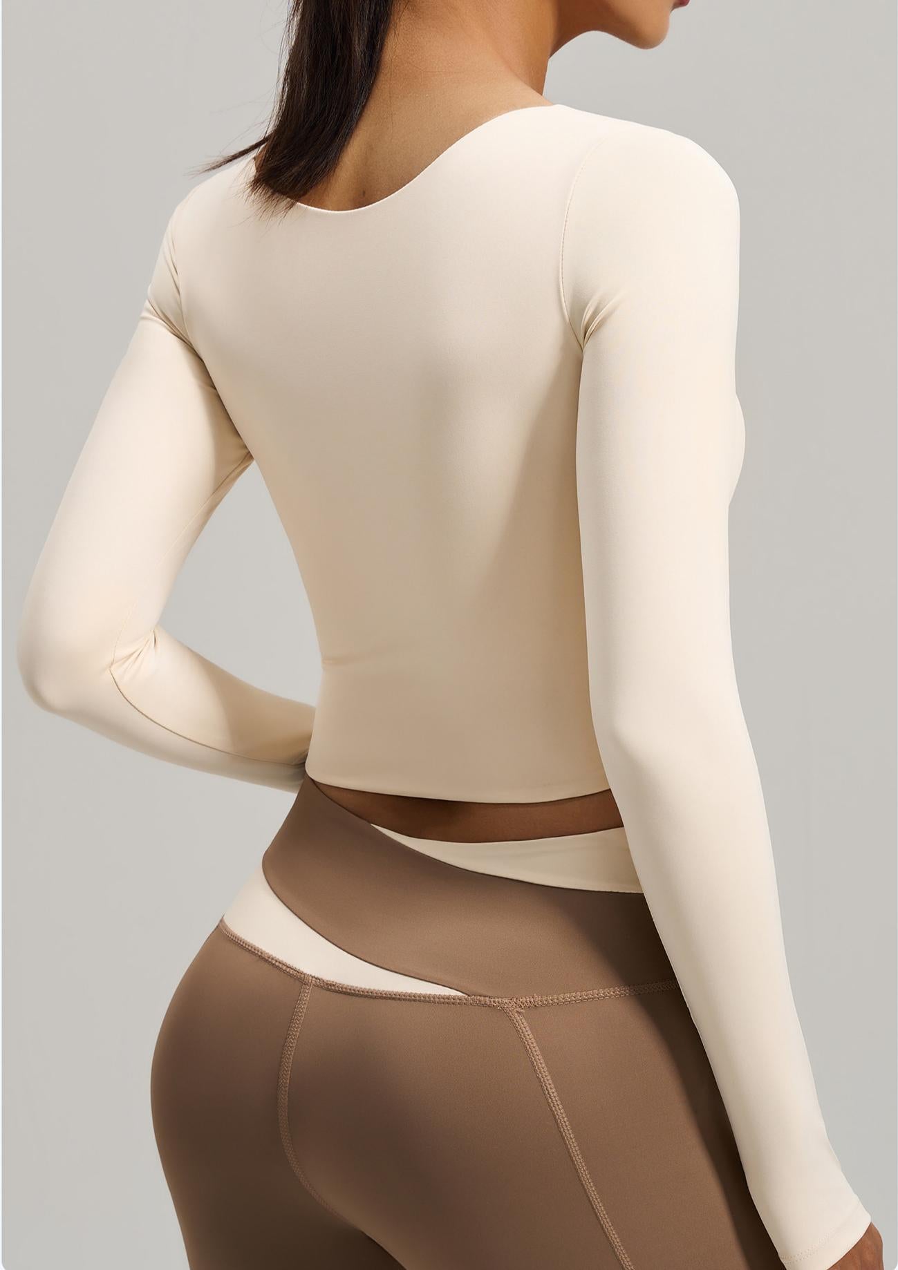 Lila Zen Peach Color Block Yoga Long Sleeve