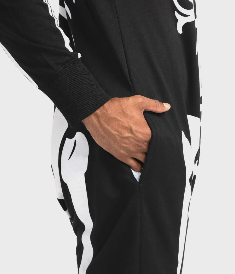 Men's Hooded Zip-Front Skeleton Costume Onesie