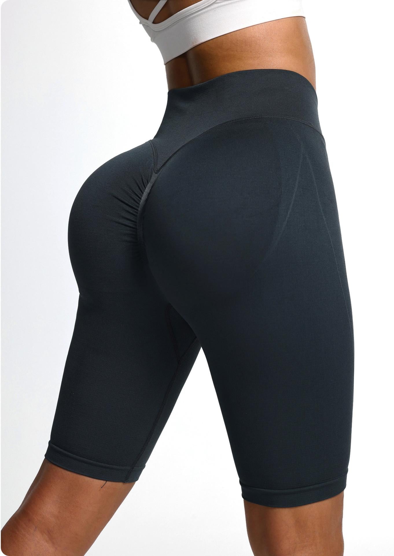 Lila Zen Seamless Cross Waist Yoga Pants with Butt-Lifting Gathered Running and Fitness Shorts