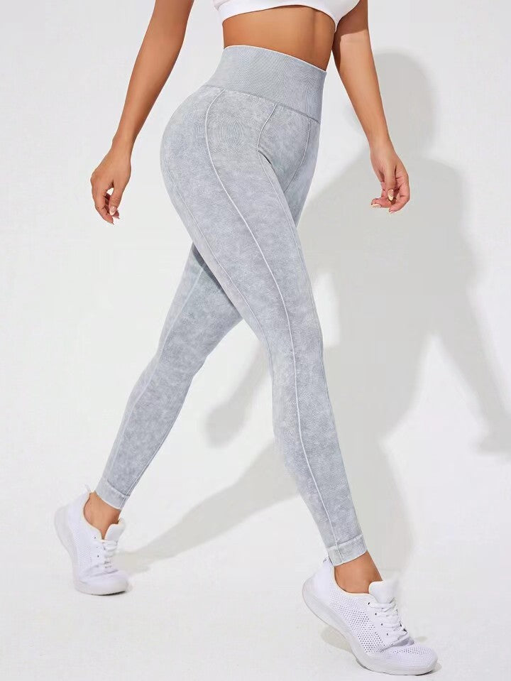 Lila Zen Seamless Ribbed Slim Fit Hip-Lifting Fitness Yoga Exercise Pants
