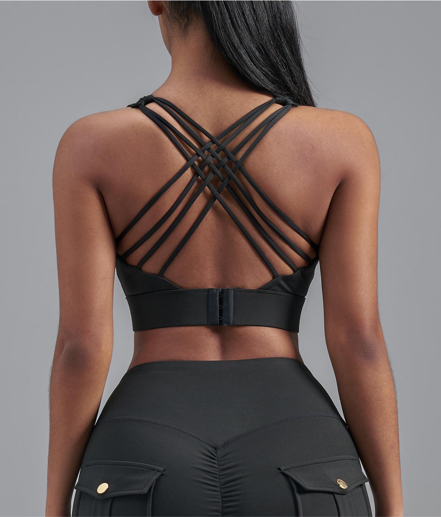 Lila Zen Women's Elastic Single-Sided Brushed Four-Cross Sports Bra Vest