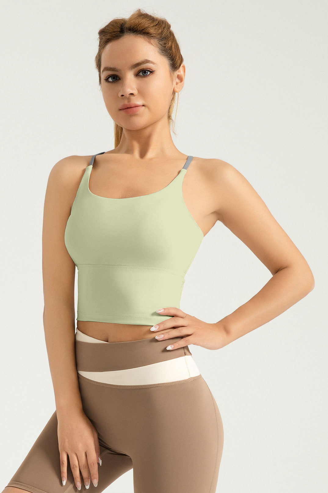 Lila Zen High-Elasticity Nude-Feel Crossback Sports Bra for Women
