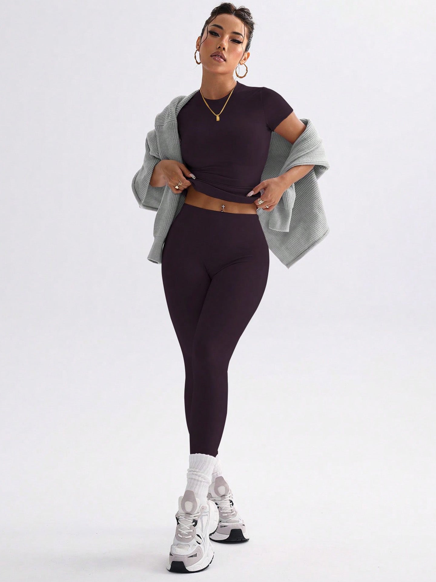 Lila Zen Multicolor Seamless New Sports Short-Sleeve Set, High-Elasticity Fitness Yoga Wear