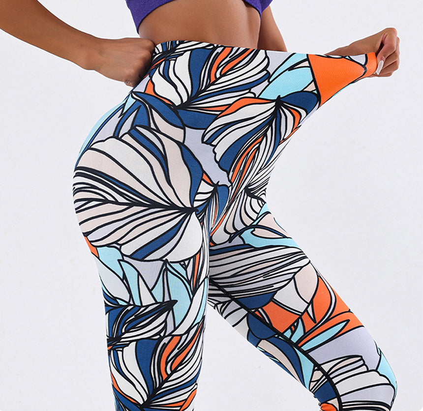 Lila Zen 3D Printed High-Waisted Slimming and Butt-Lifting Yoga Pants