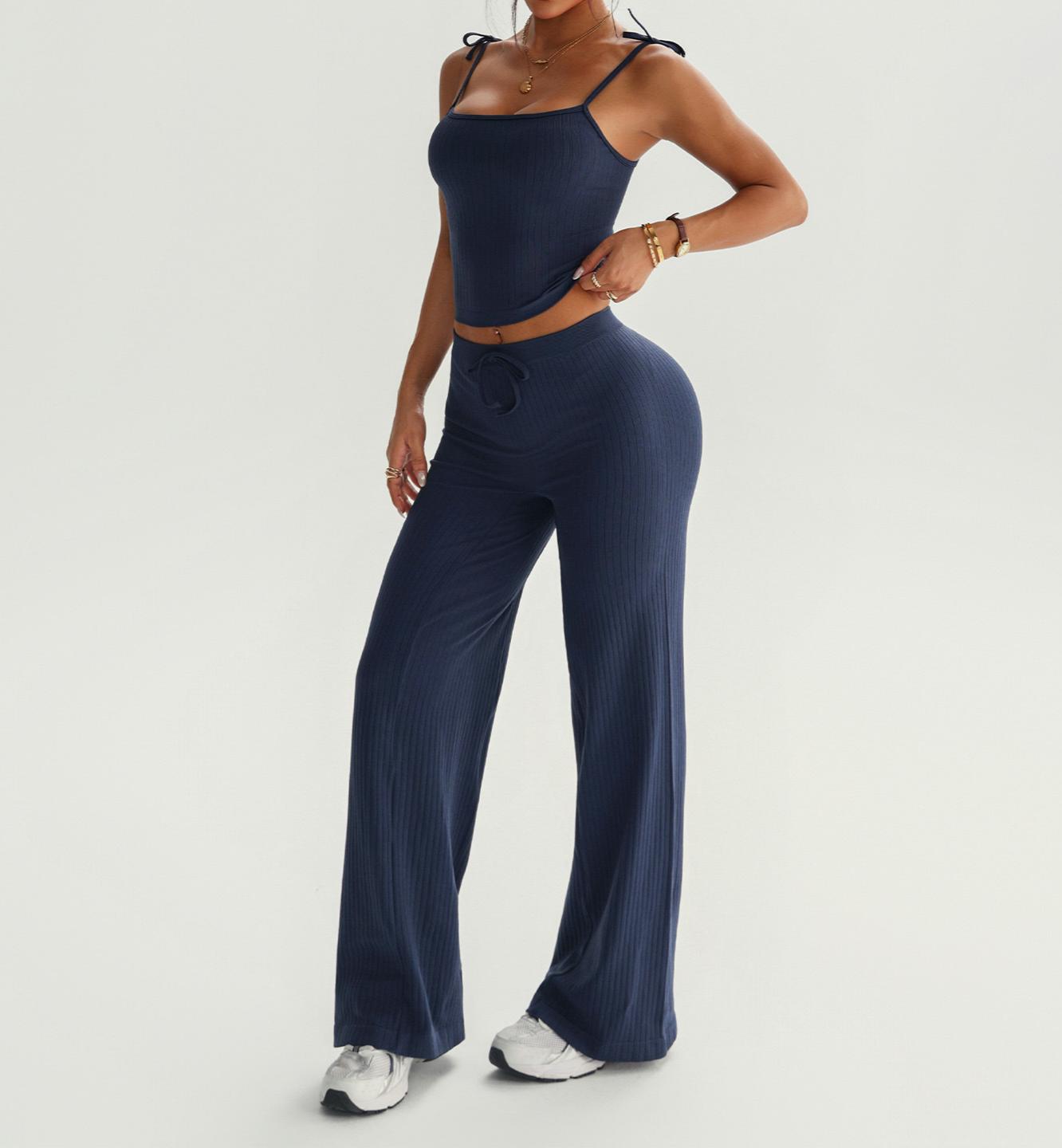 Lila Zen Quick-Dry Sports Strappy Yoga Vest and Pants Set