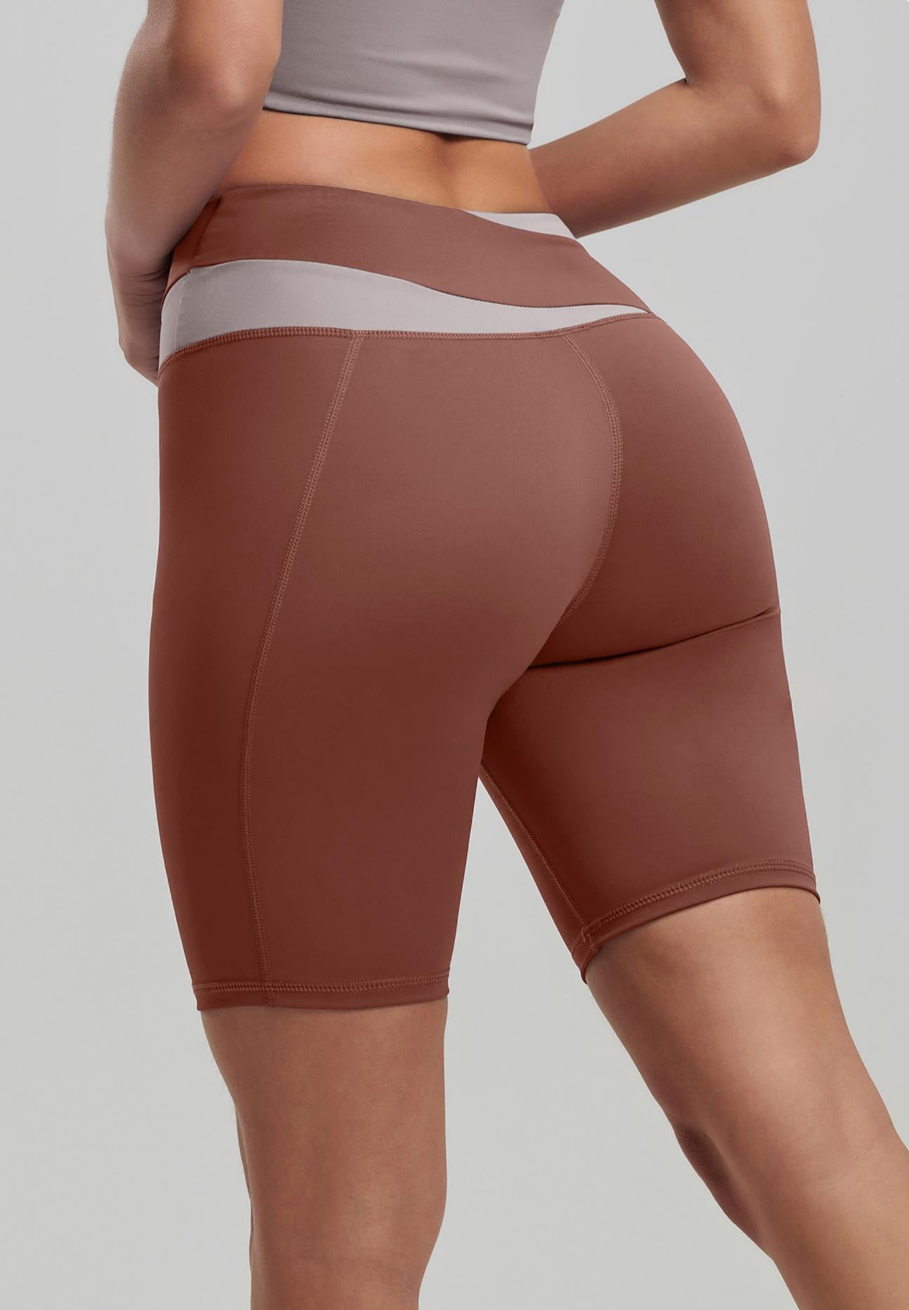 Lila Zen Color Block High-Elasticity Hip-Lifting and Shaping Yoga Shorts