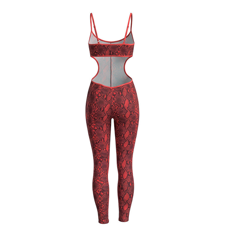 Leopard Print Cut-Out Halter Jumpsuit with Bow Detail