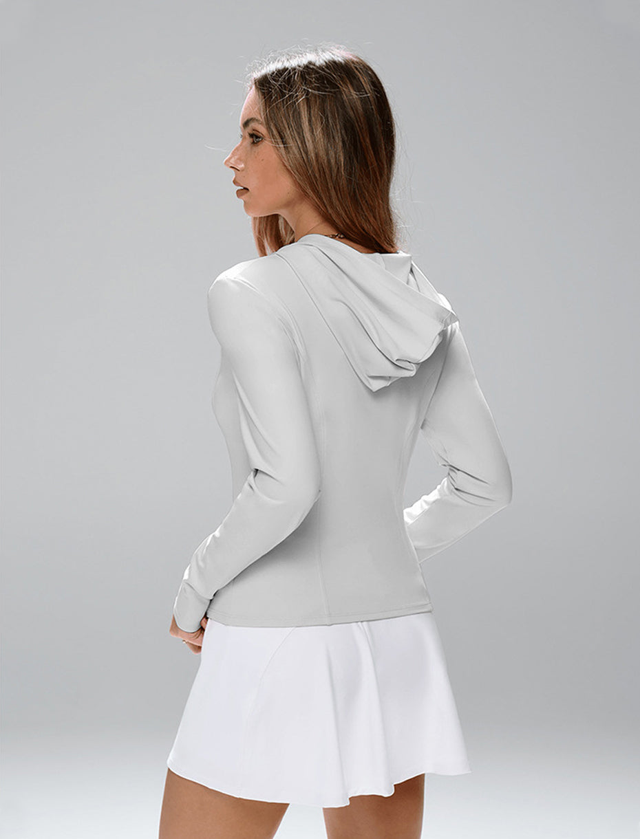 Lila Zen Casual Full-Zip Quick-Dry Jacket Hooded Sports Long-Sleeve Outerwear Yoga Top