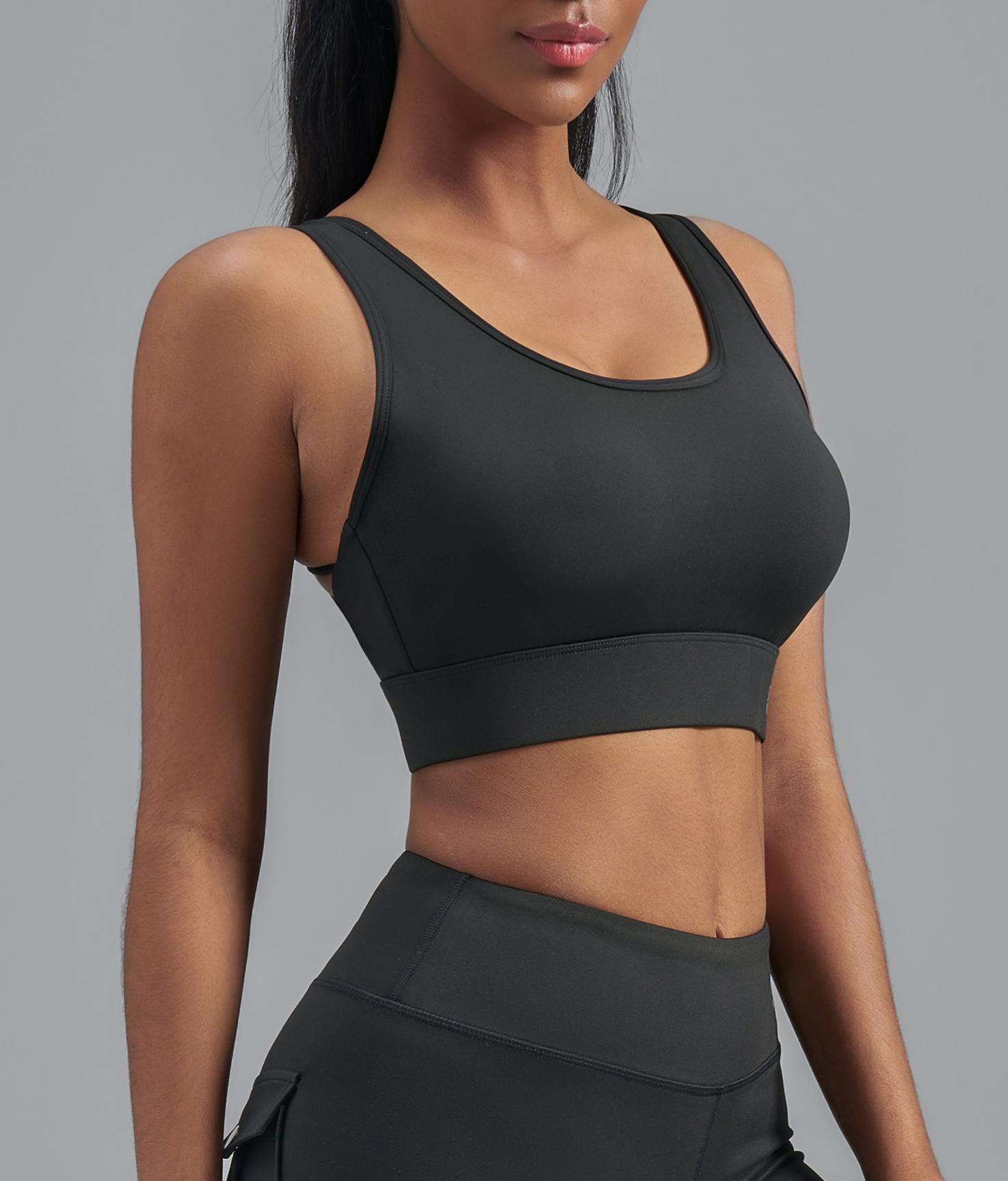 Lila Zen Women's Elastic Single-Sided Brushed Four-Cross Sports Bra Vest