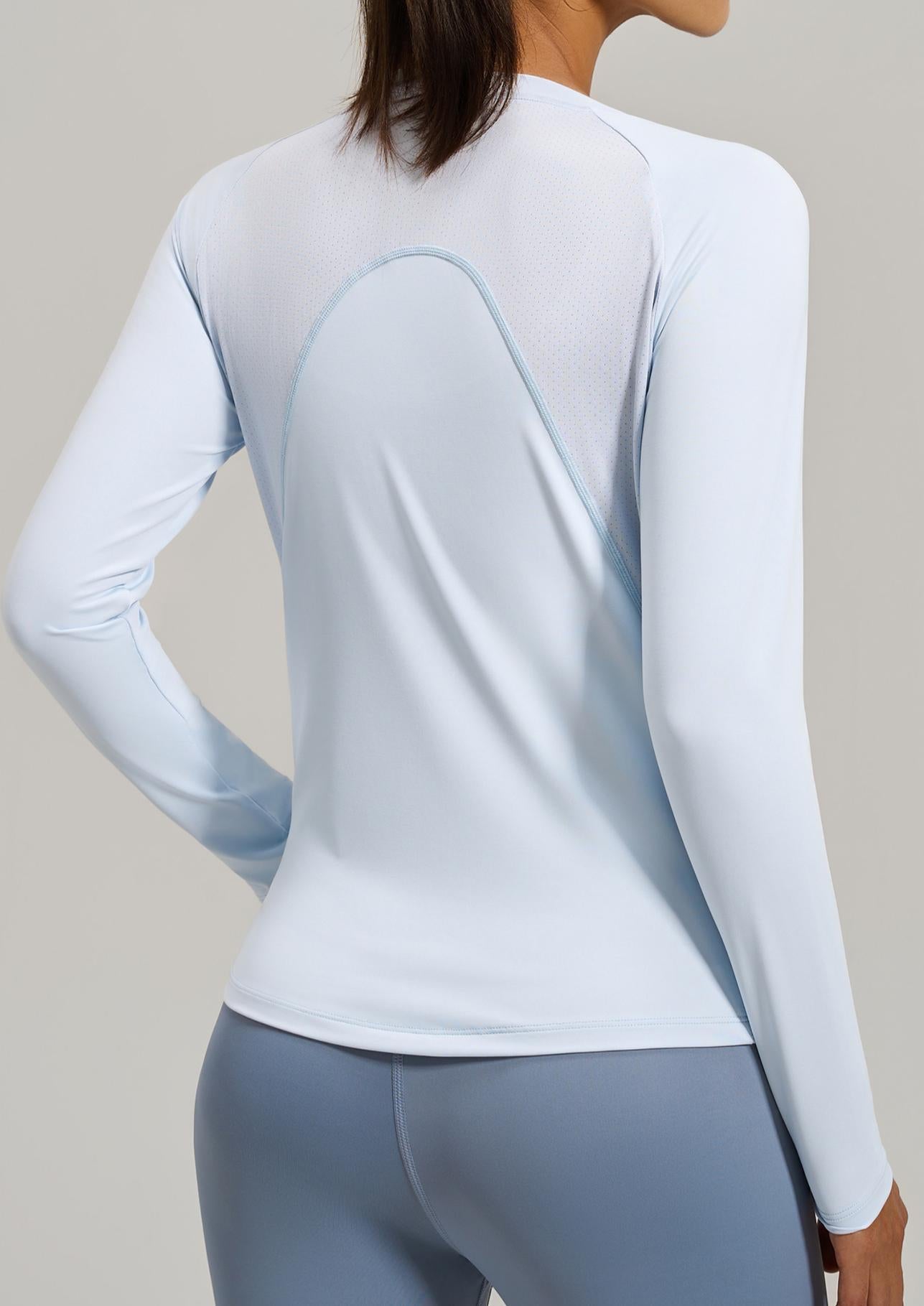 Lila Zen Backless Mesh V-Neck Yoga Fitness Long-Sleeve Top